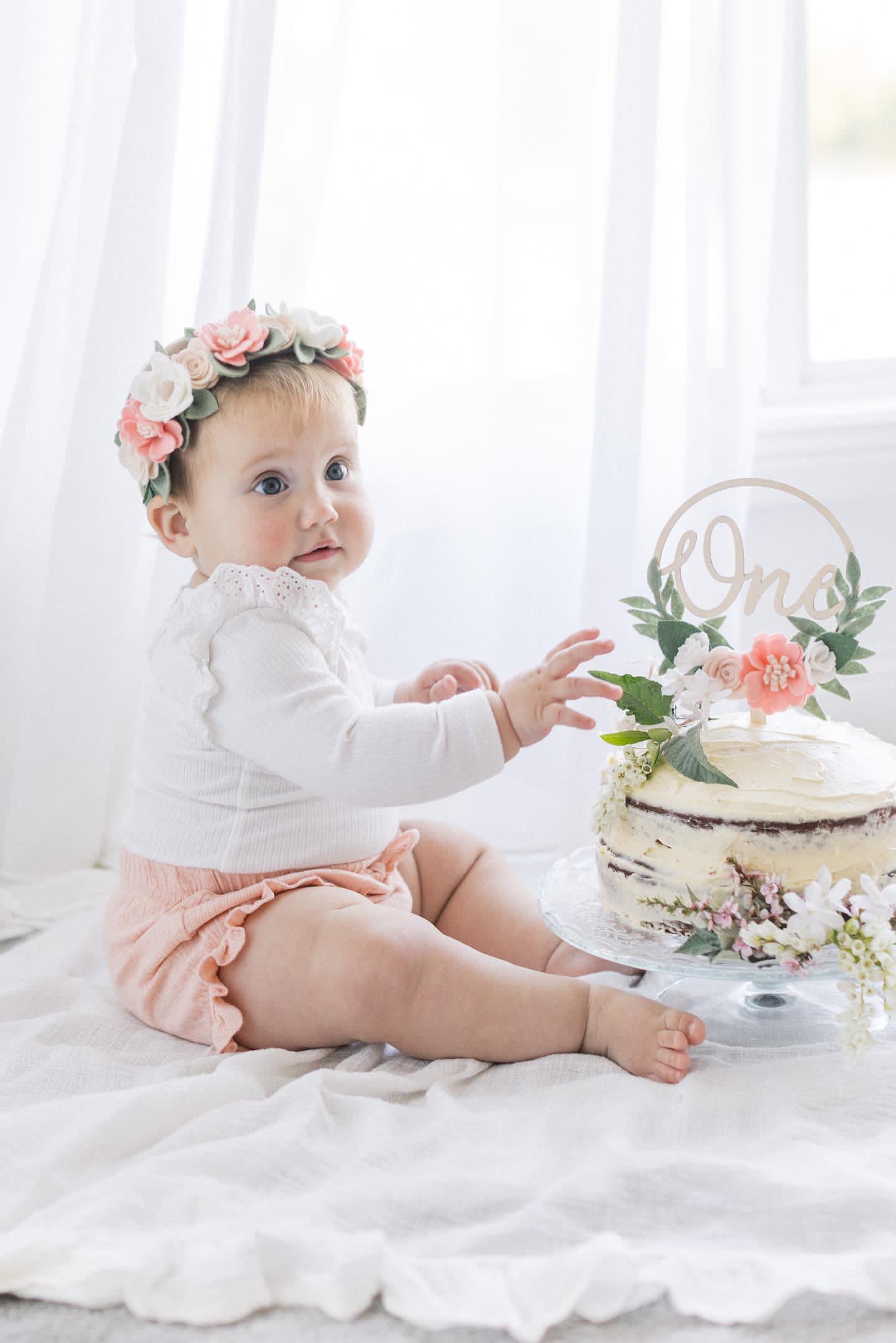 Blush Flower Wreath Cake Topper