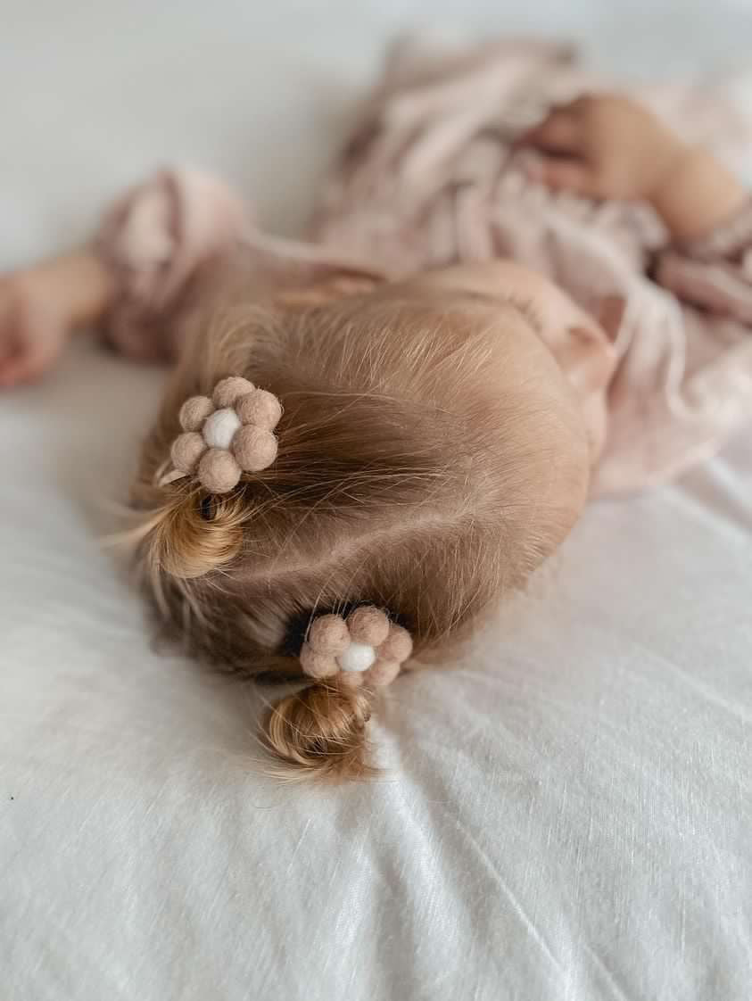 Pompom Daisy Snap Clips (Set of 2) - Ballet Pink