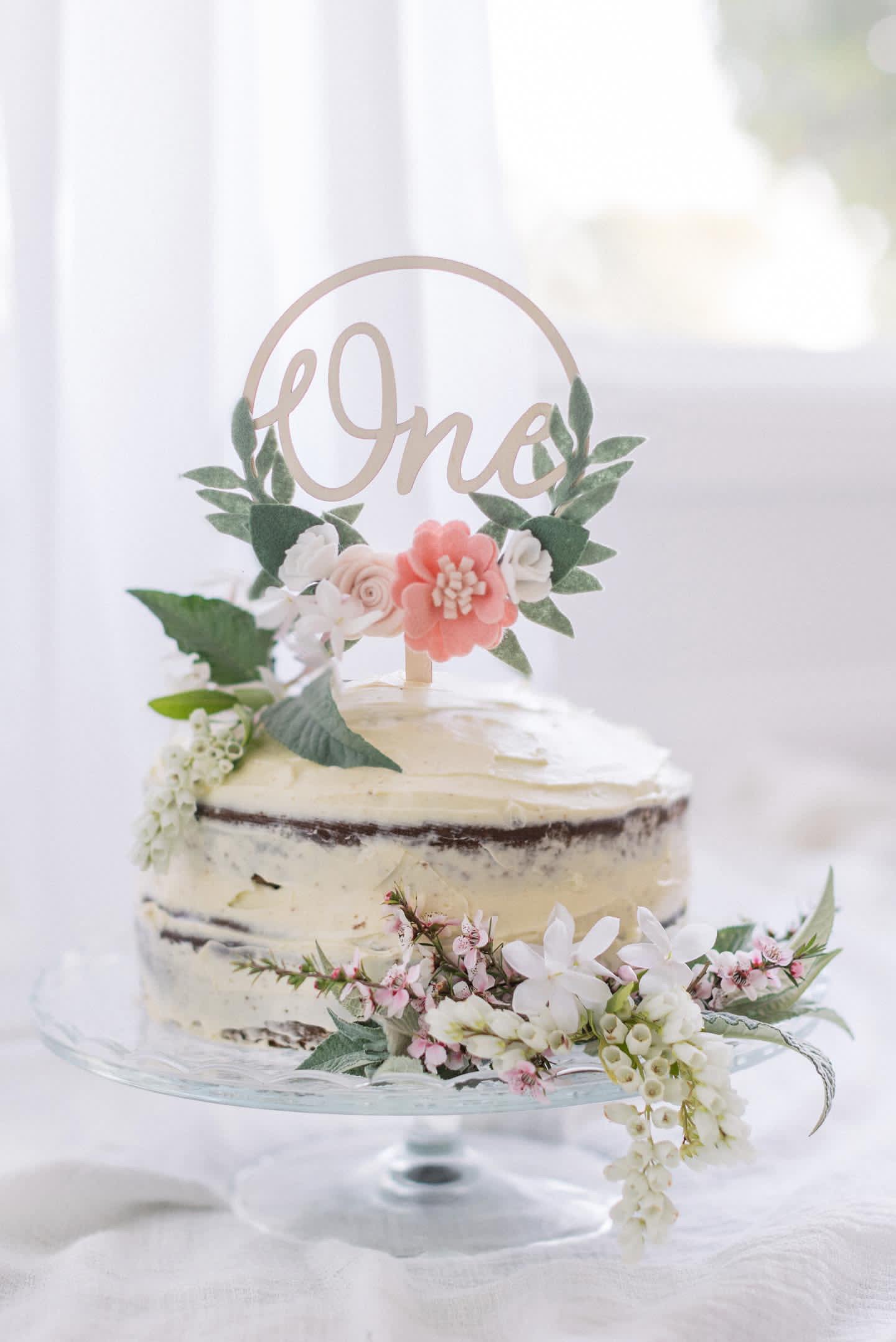 Blush Flower Wreath Cake Topper