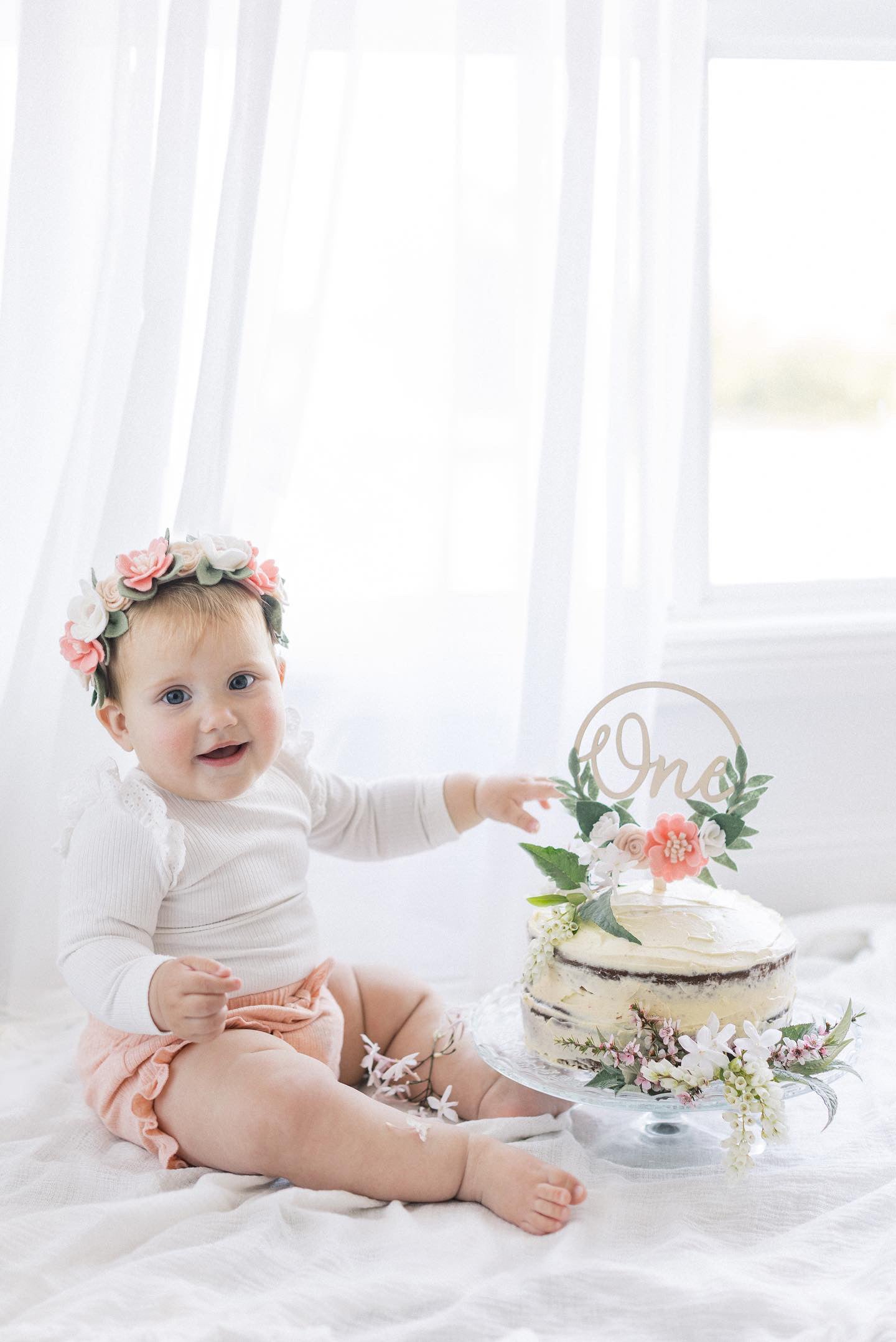 Blush Flower Wreath Cake Topper