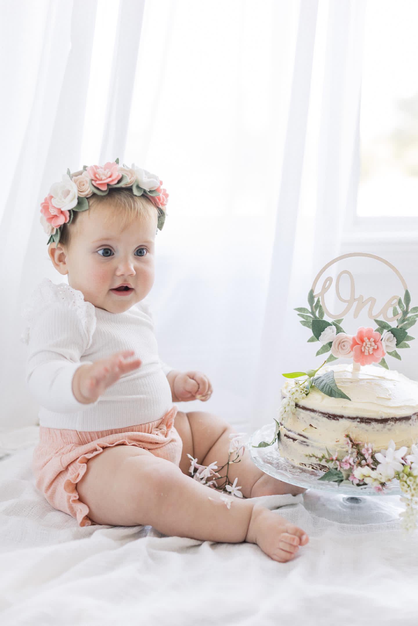 Blush Flower Wreath Cake Topper