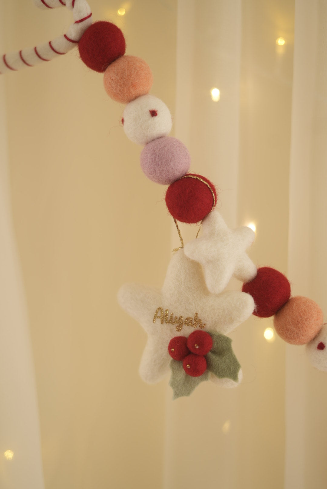 Christmas Ornament - White Star with Holly Berry | Personalisation