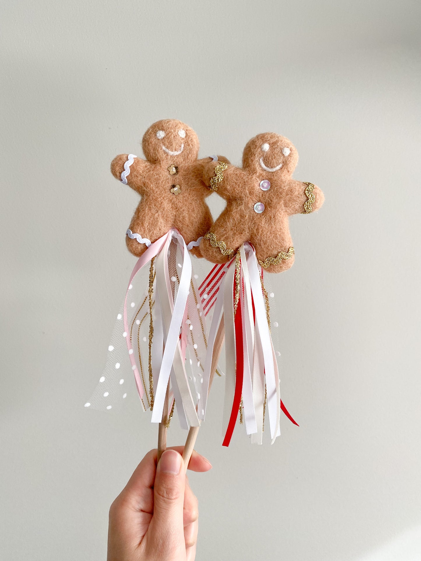 Gingerbread Kid Wand - Round Buttons *READY TO SHIP*