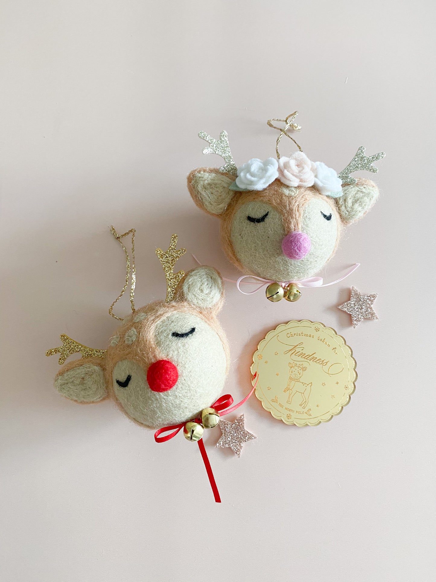 Reindeer Christmas Ornament - Pink Nose