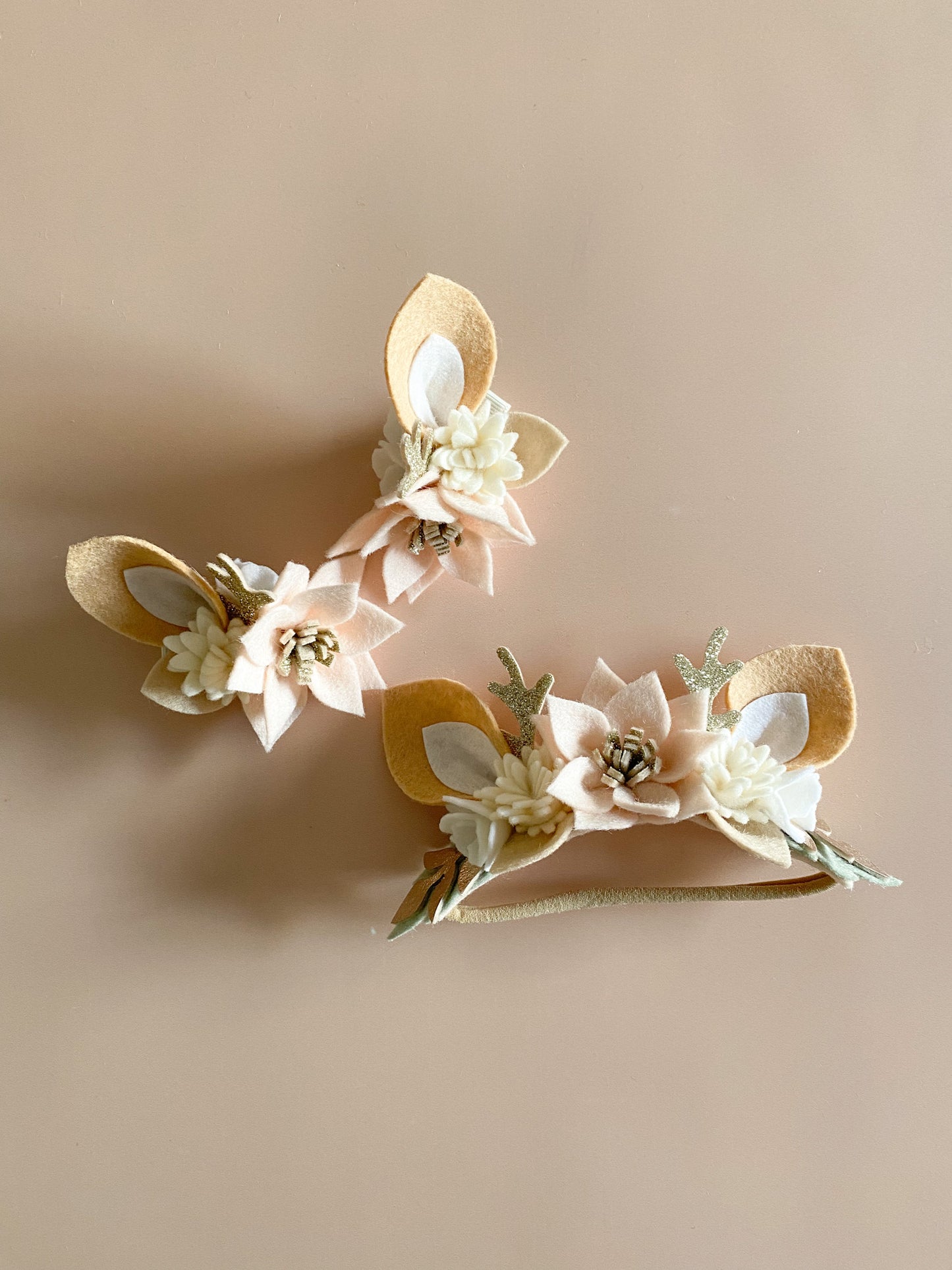 Neutral Reindeer Hair Clips