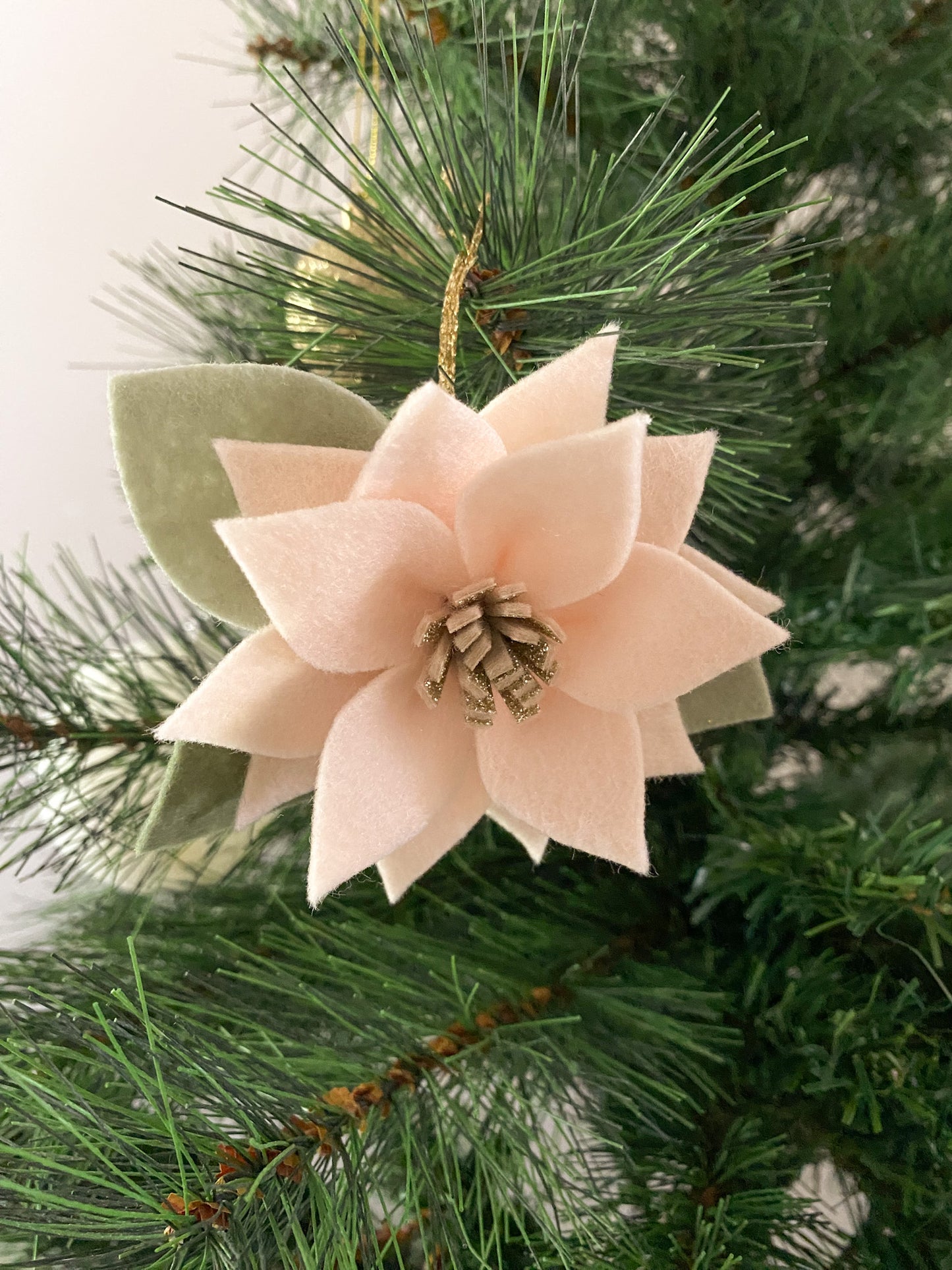 Poinsettia Christmas Ornament - Neutral Pink