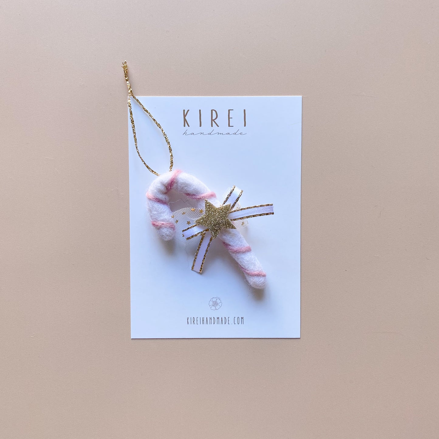 Candy Cane Christmas Ornament - Pink *READY TO SHIP*