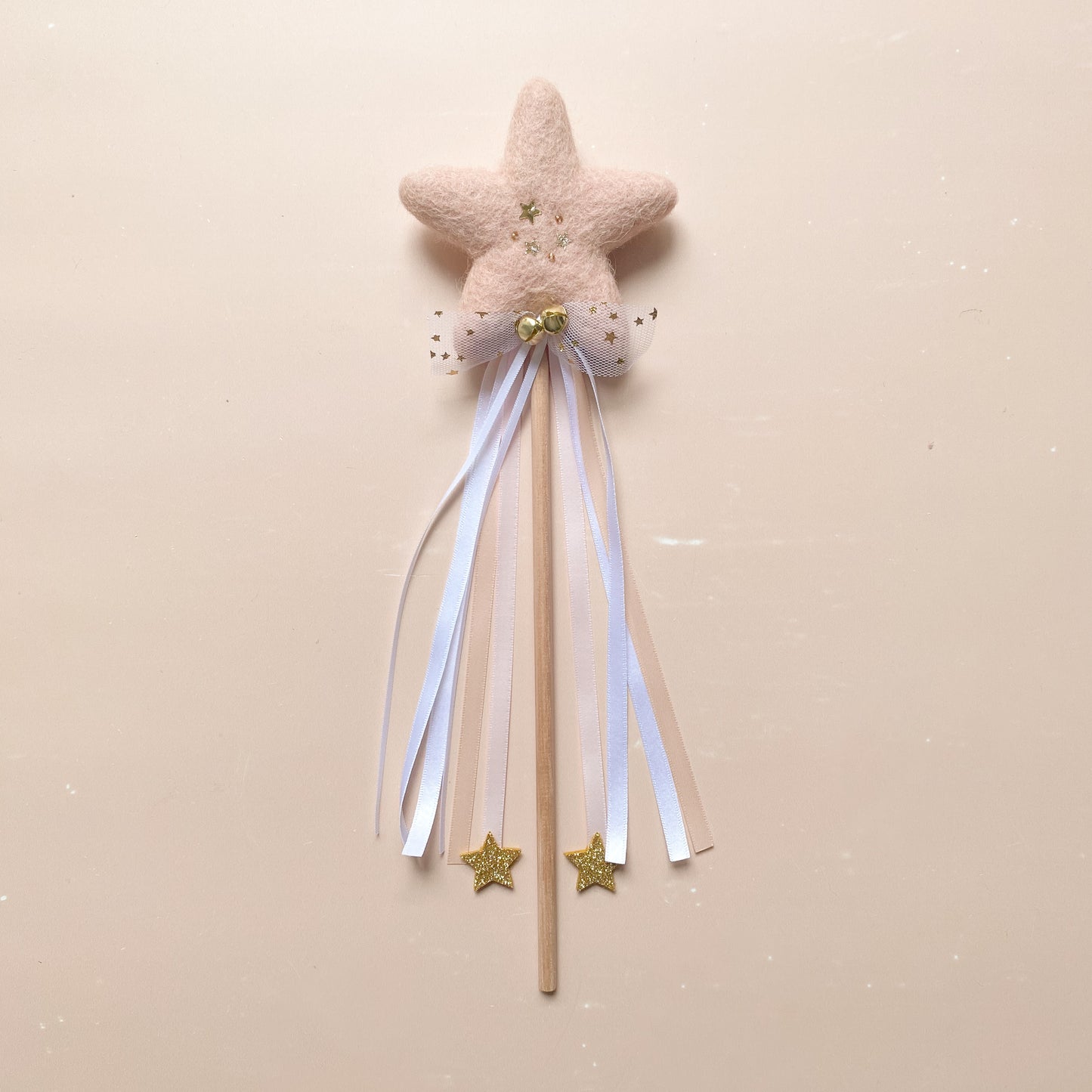 Pink fairy wand with ribbon tassels