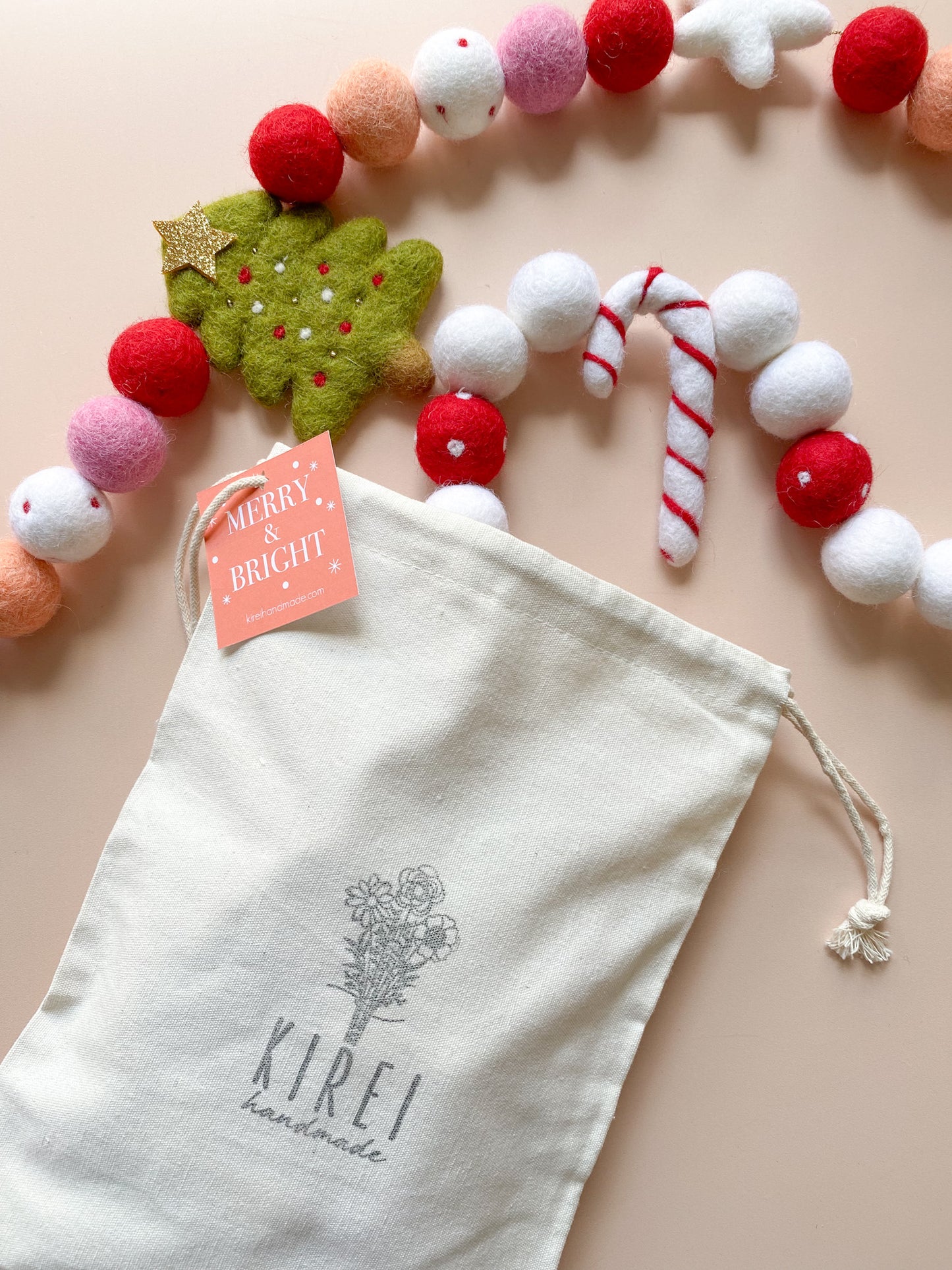 Simple Candy Cane Garland - Red