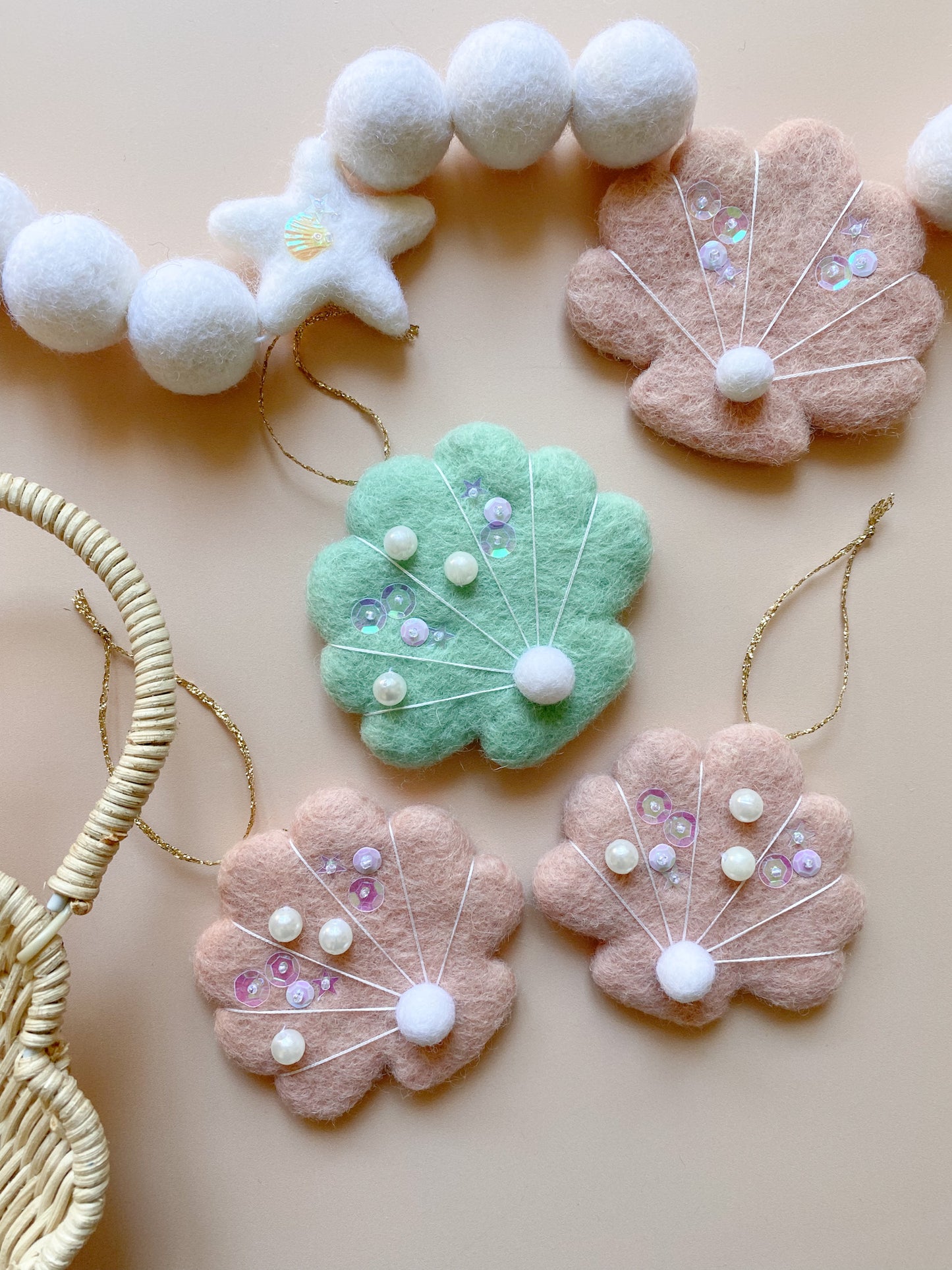 Seashell Ornament - Seafoam *READY TO SHIP*