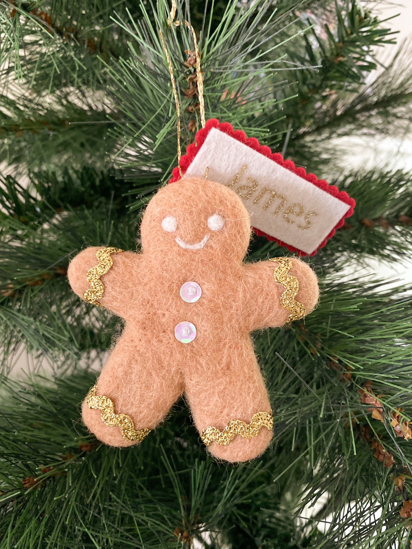 Gingerbread Kid Christmas Ornament - Round Buttons