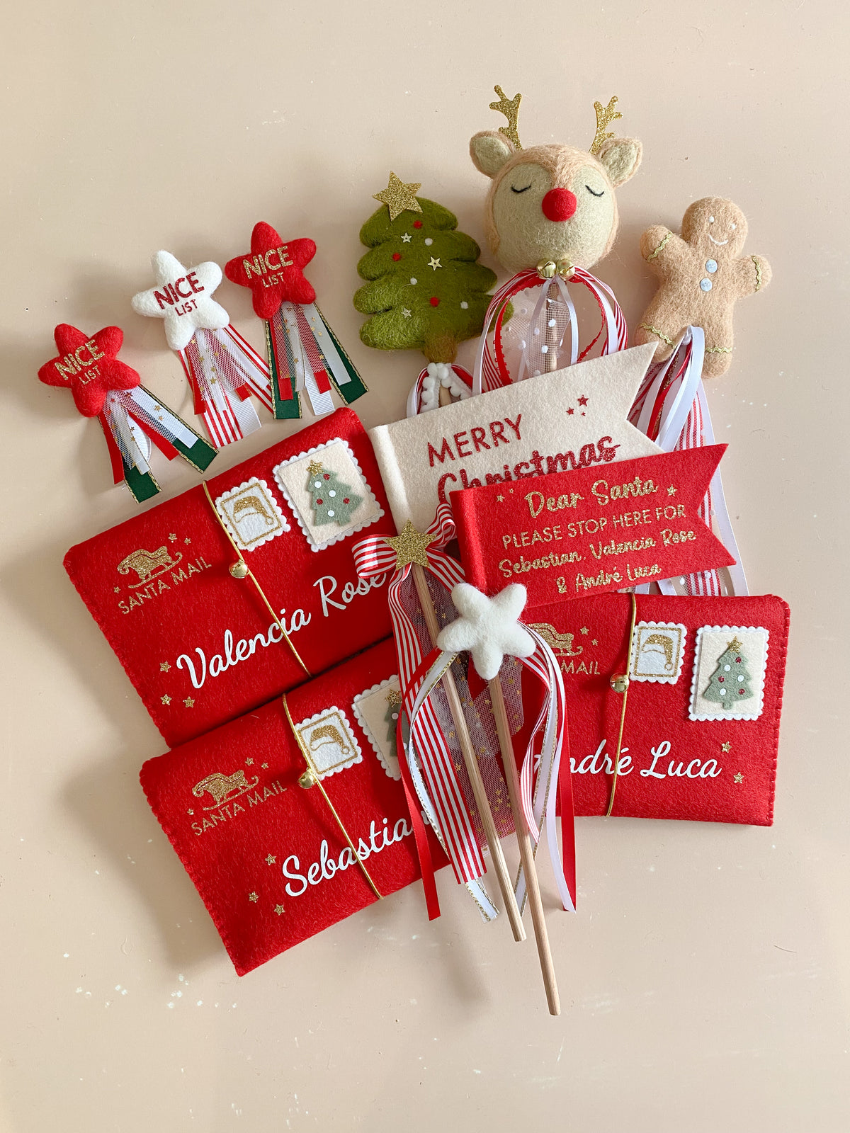 Personalised 'Santa, please stop here ...' Christmas Flag Wand