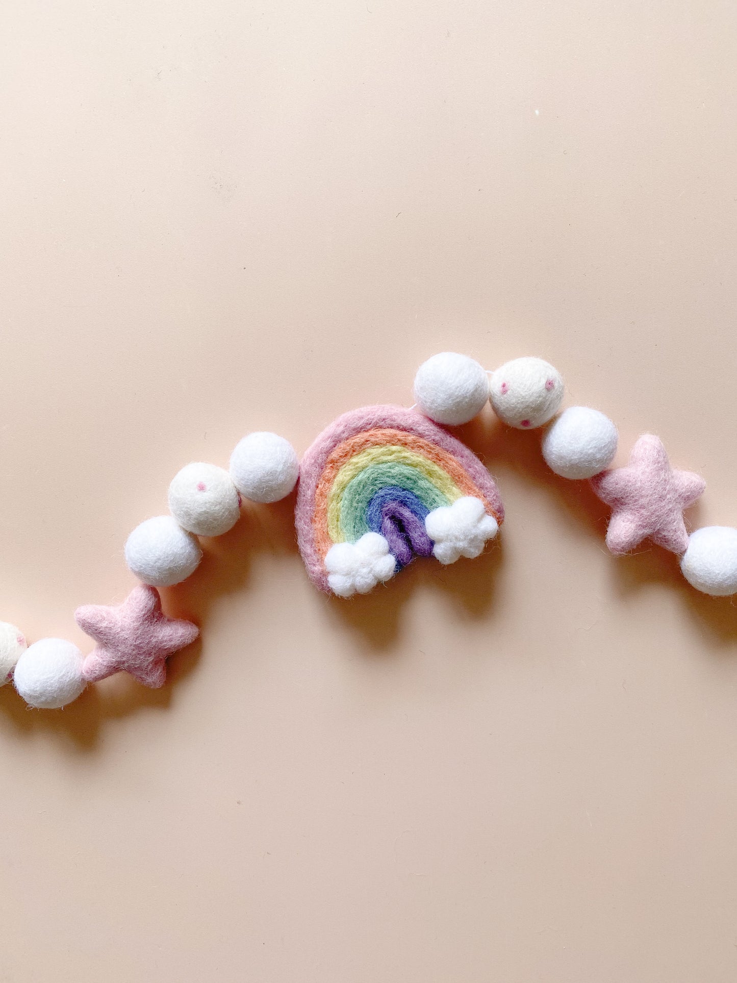 rainbow and star felt ball garland