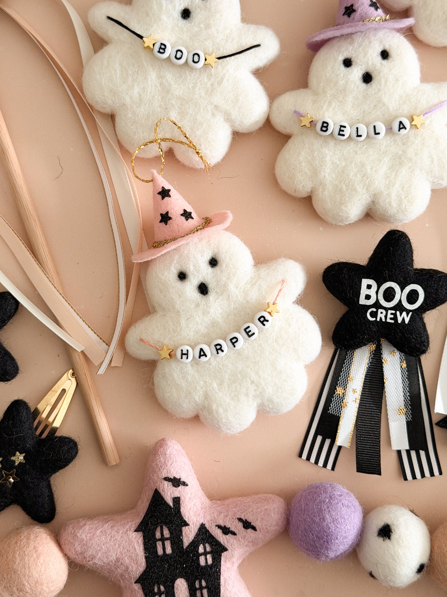 Halloween Ornament - Ghost Wizard with Personalised Garland