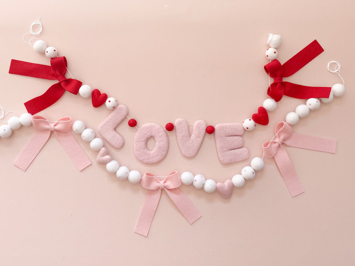 Bow and Heart Garland - Pink