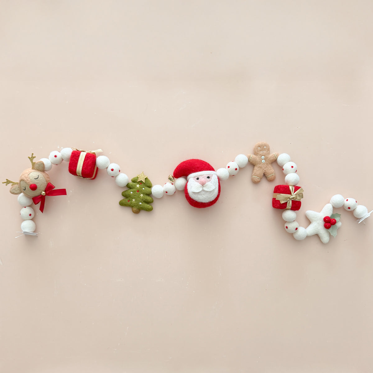 Santa and Friends Christmas Garland - Red