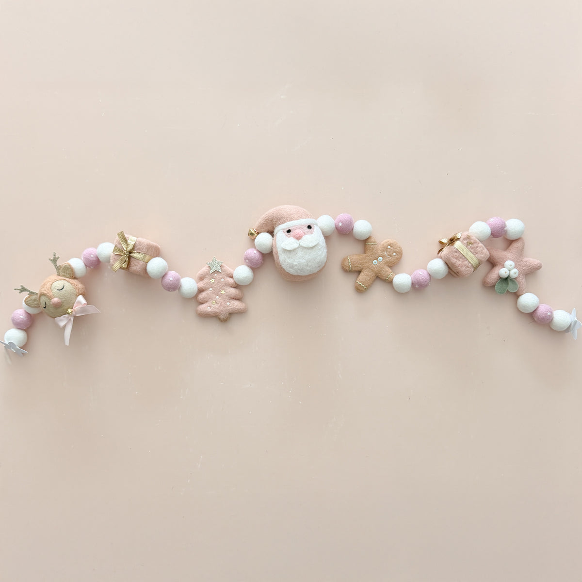 Santa and Friends Christmas Garland - Pink