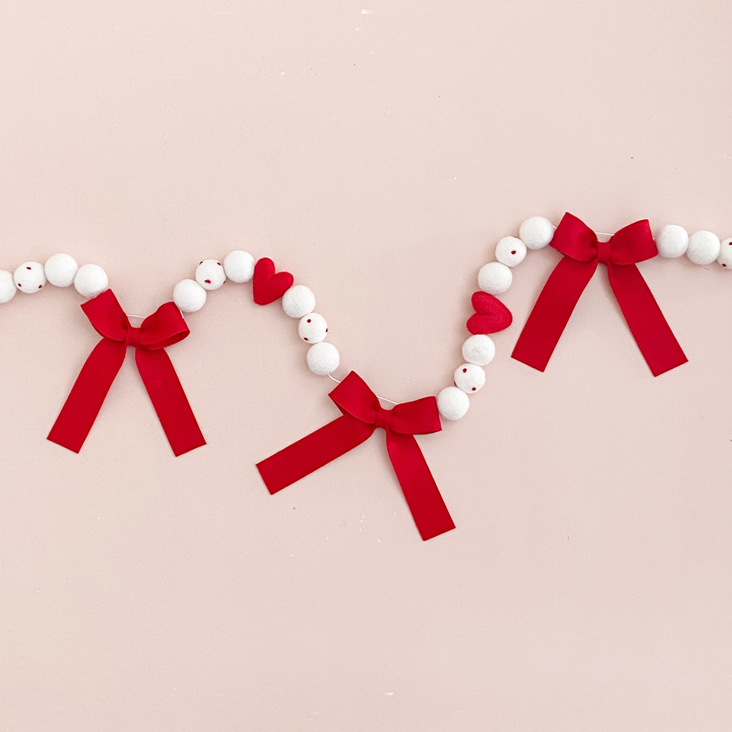 Bow and Heart Garland - Red