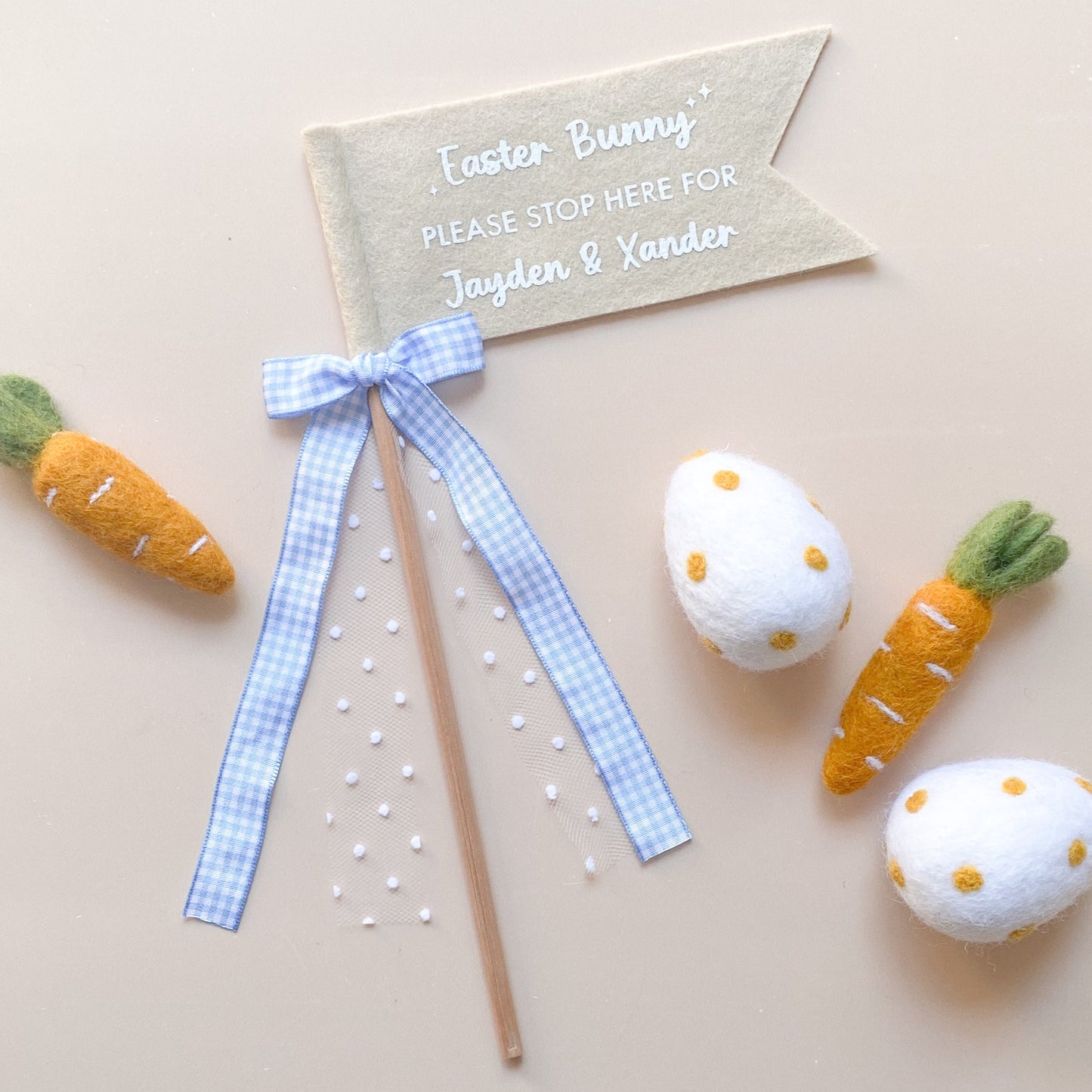 'Easter Bunny please stop here ...' Flag Wand | Personalisation and Customisable