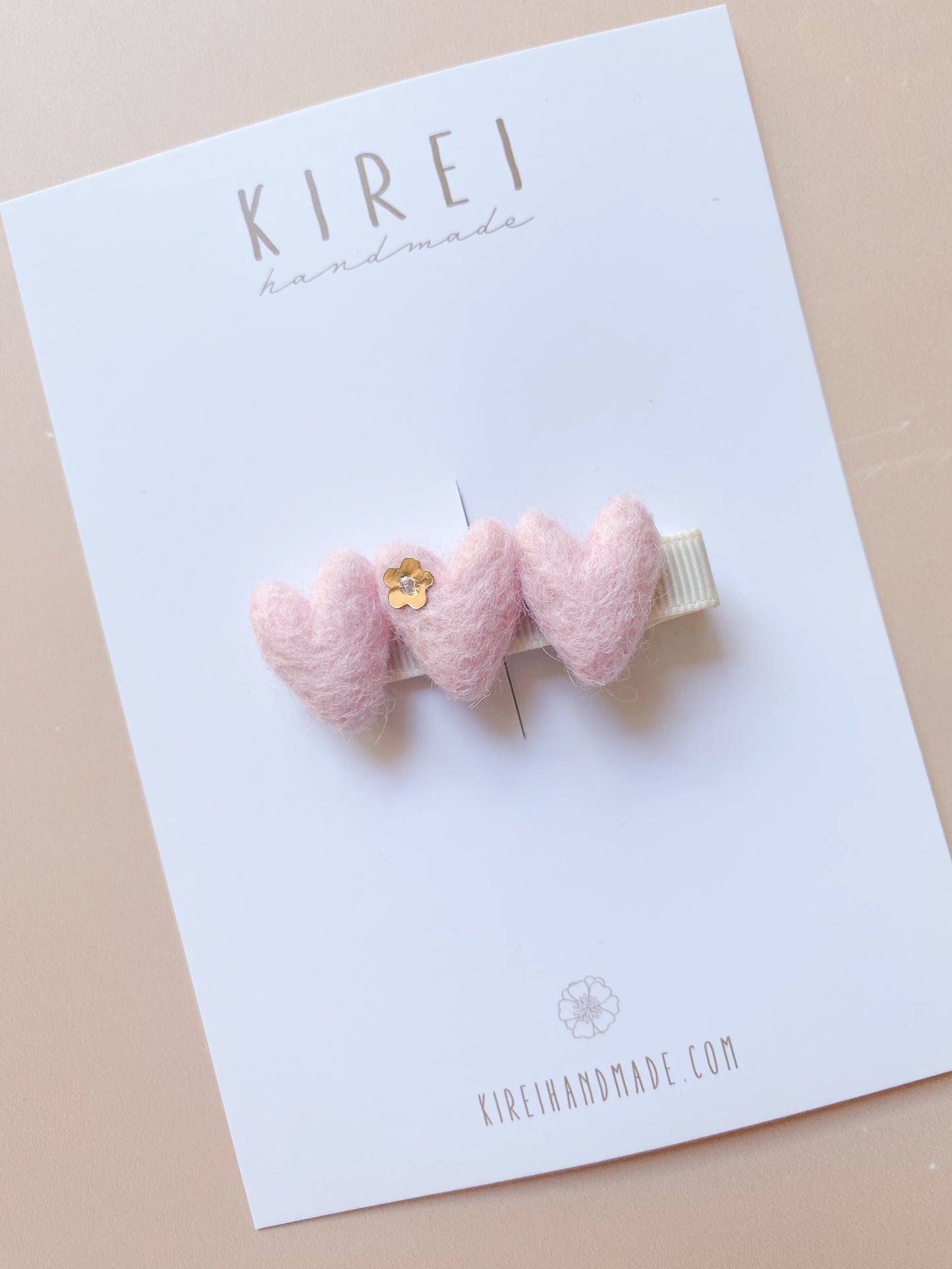 Trio Heart Hair Clip - Pink
