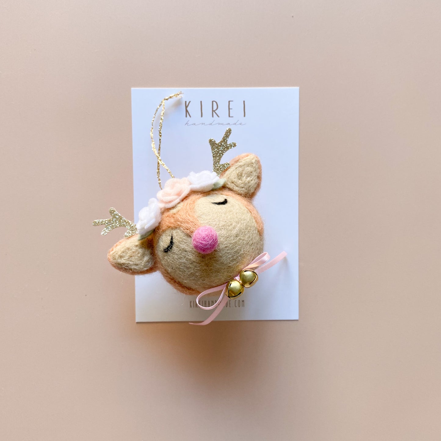 Reindeer Christmas Ornament - Pink Nose
