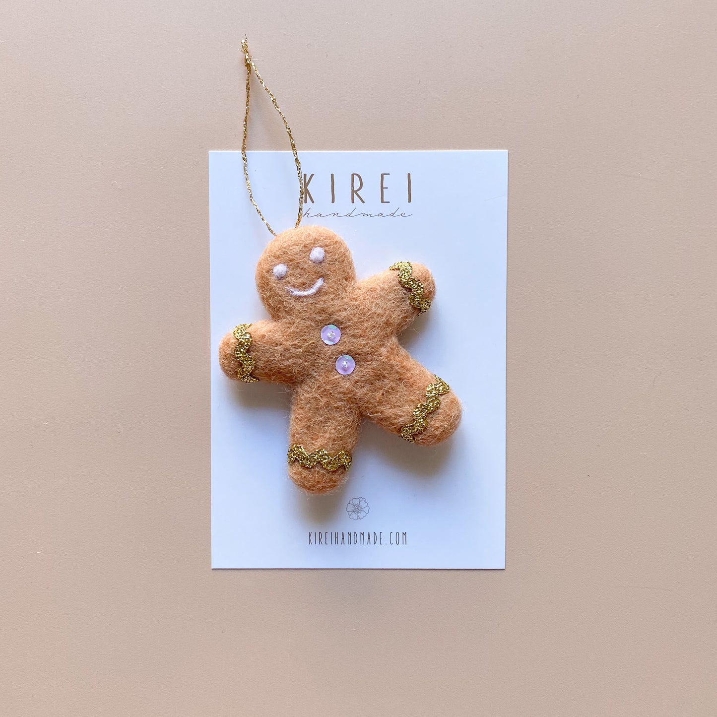 Gingerbread Kid Christmas Ornament - Round Buttons