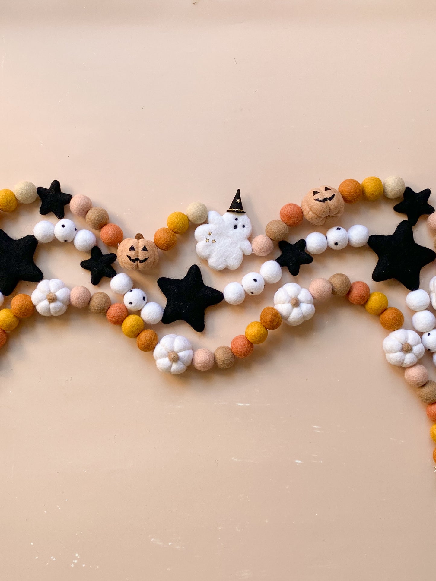 Halloween themed wool felt ball garlands