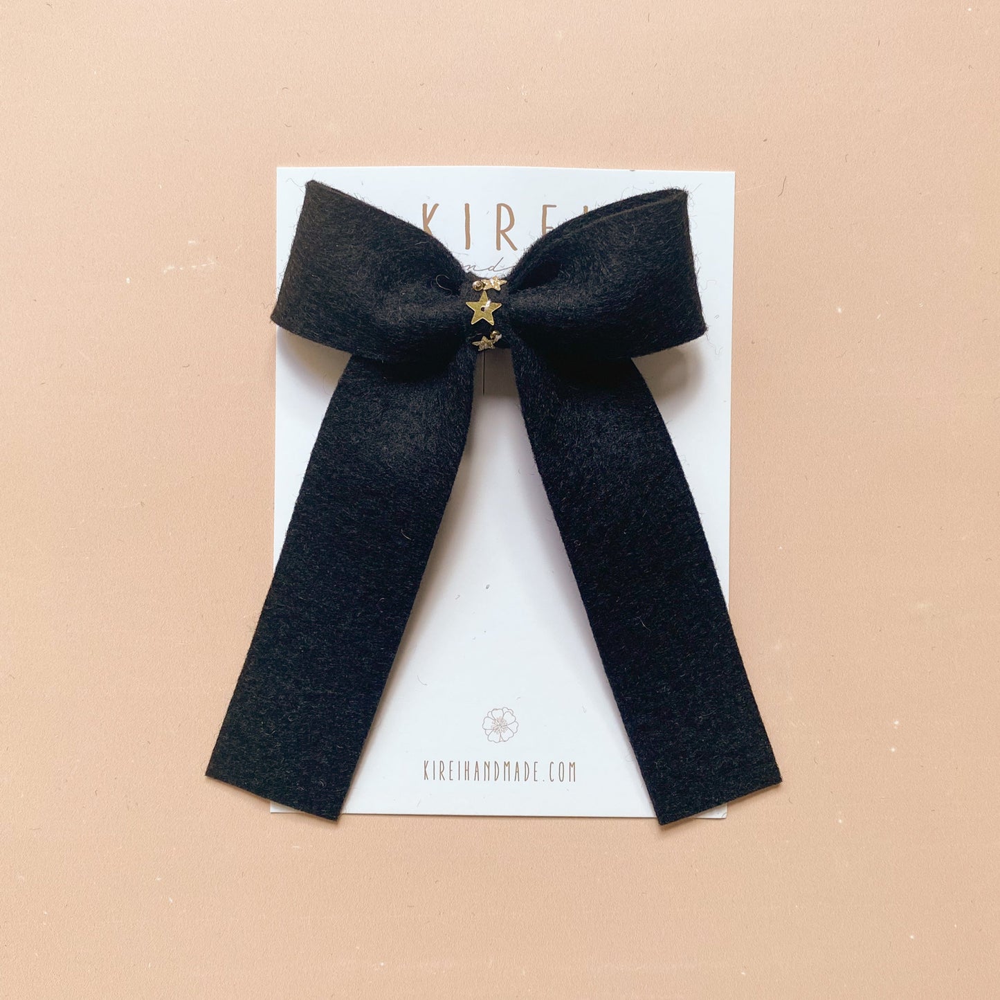 handmade wool felt black bow