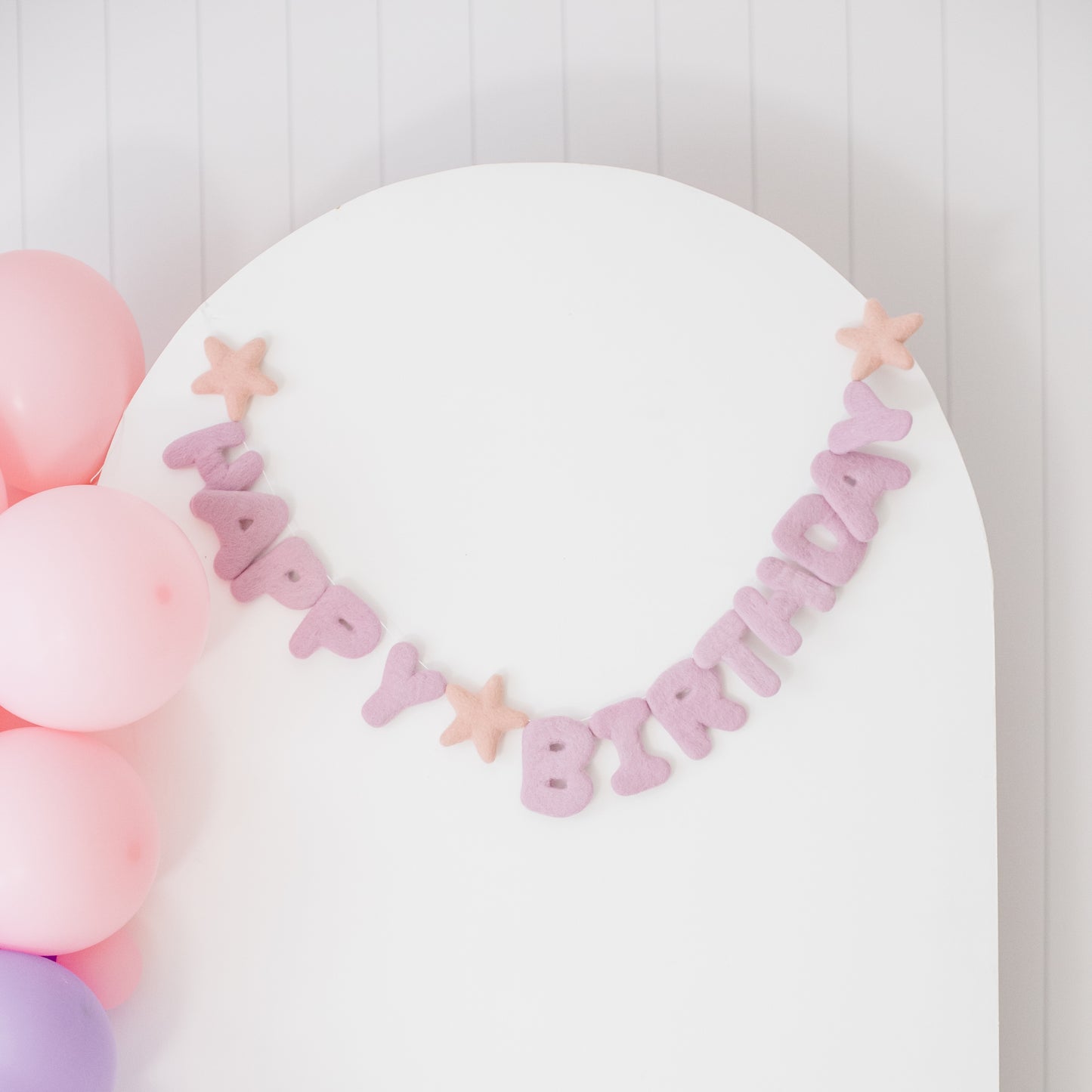 Handmade HAPPY BIRTHDAY felt garland with pink star
