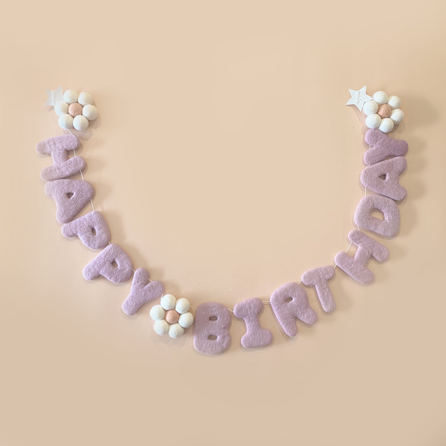 flower happy birthday felt garland