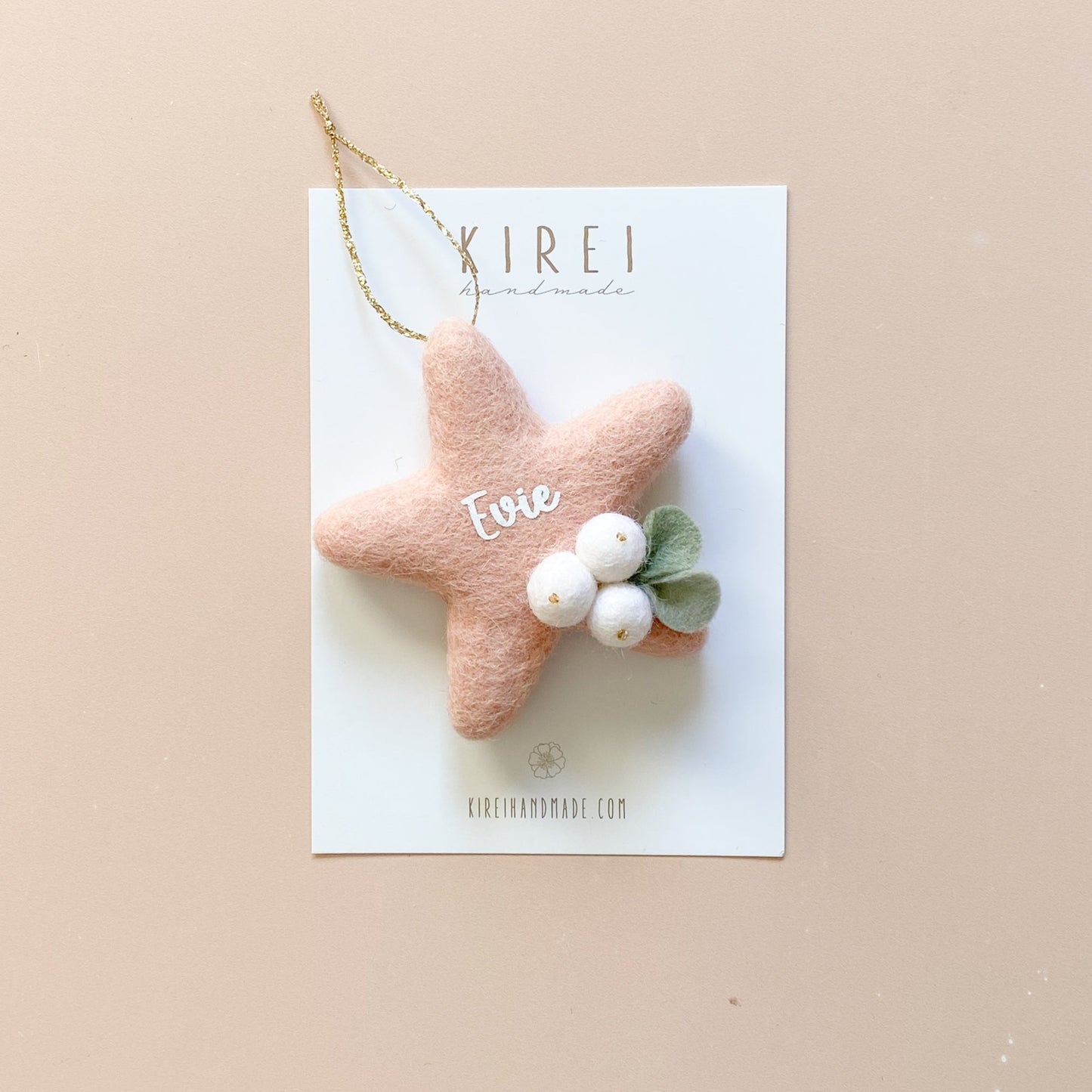Christmas Ornament - Pink Star with Mistletoe | Personalisation
