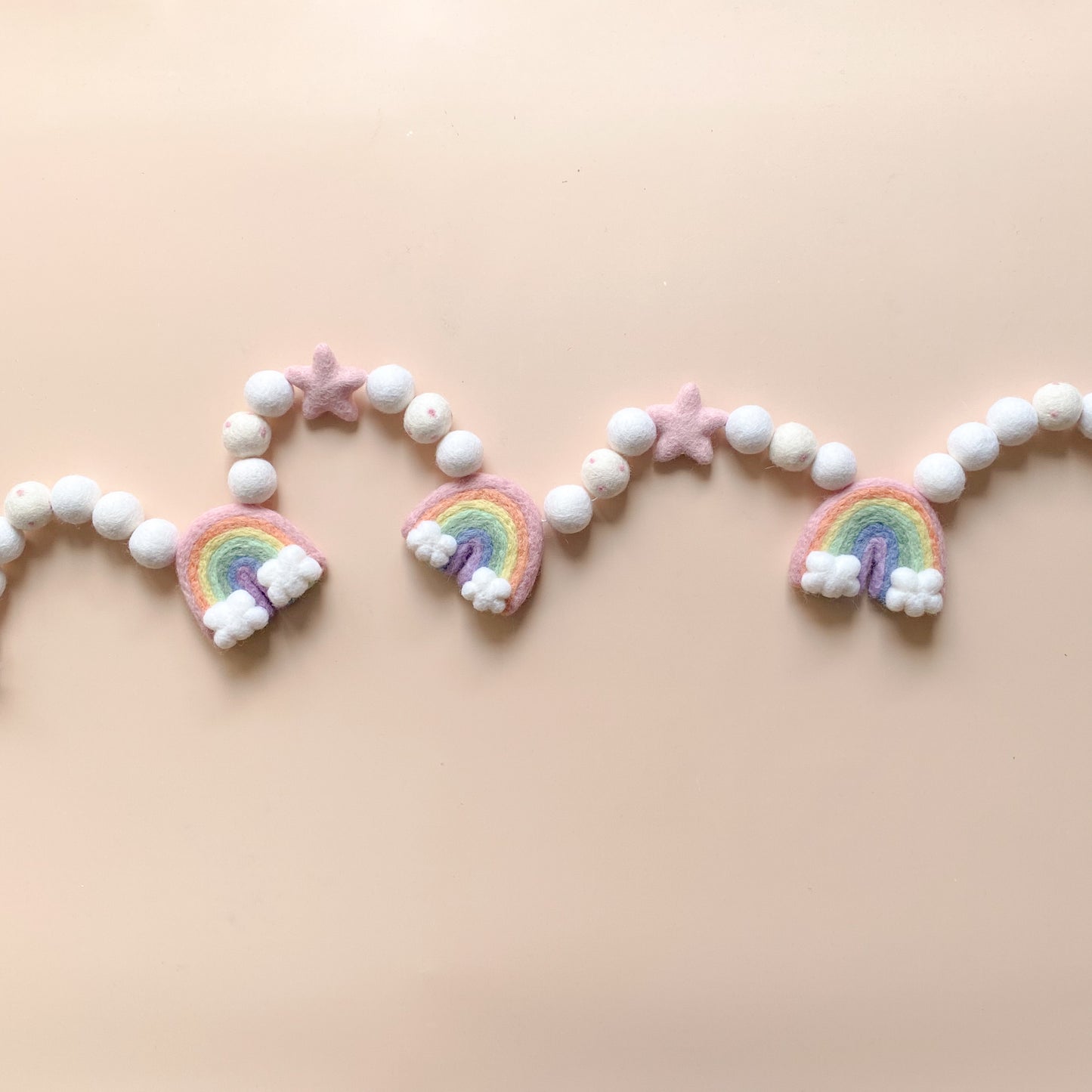 Rainbow and star felt ball garland