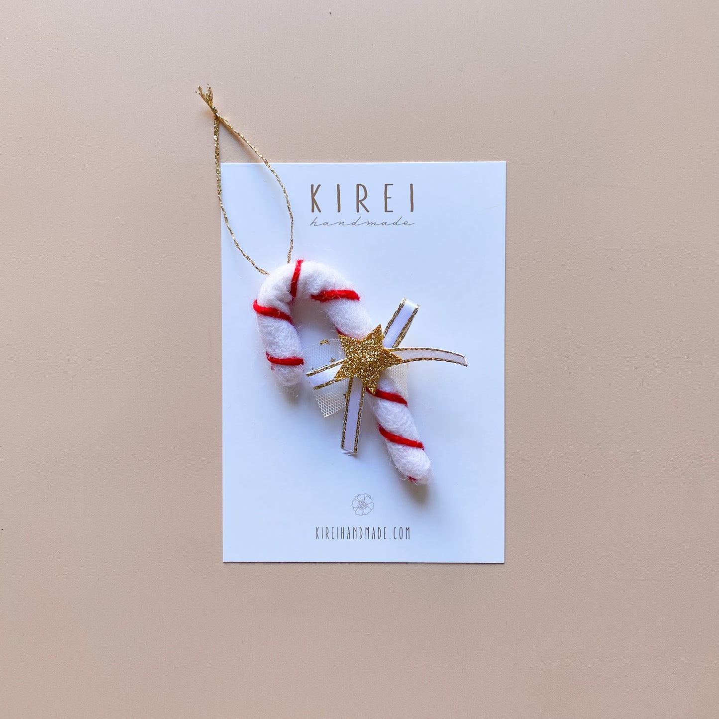 Candy Cane Christmas Ornament - Red
