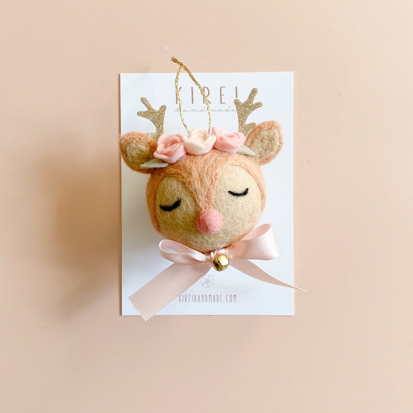 Christmas Ornament - Reindeer with Pink Nose | Personalisation