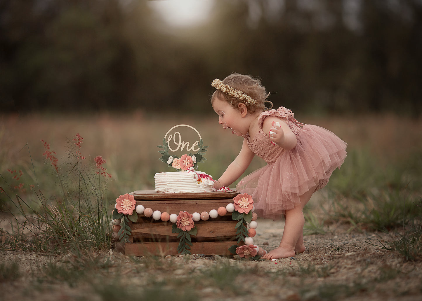 Blush Flower Wreath Cake Topper