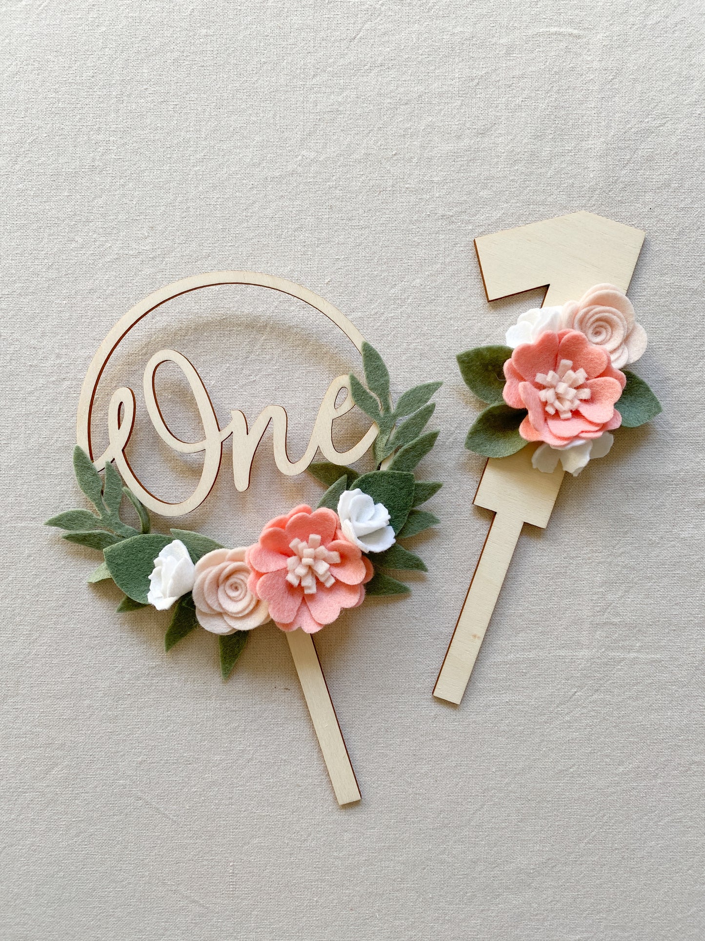 Blush Flower Number Cake Topper