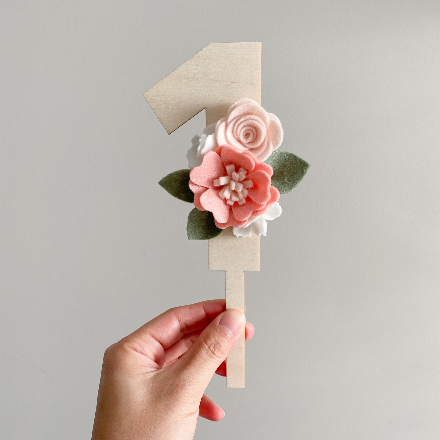 Blush Flower Number Cake Topper