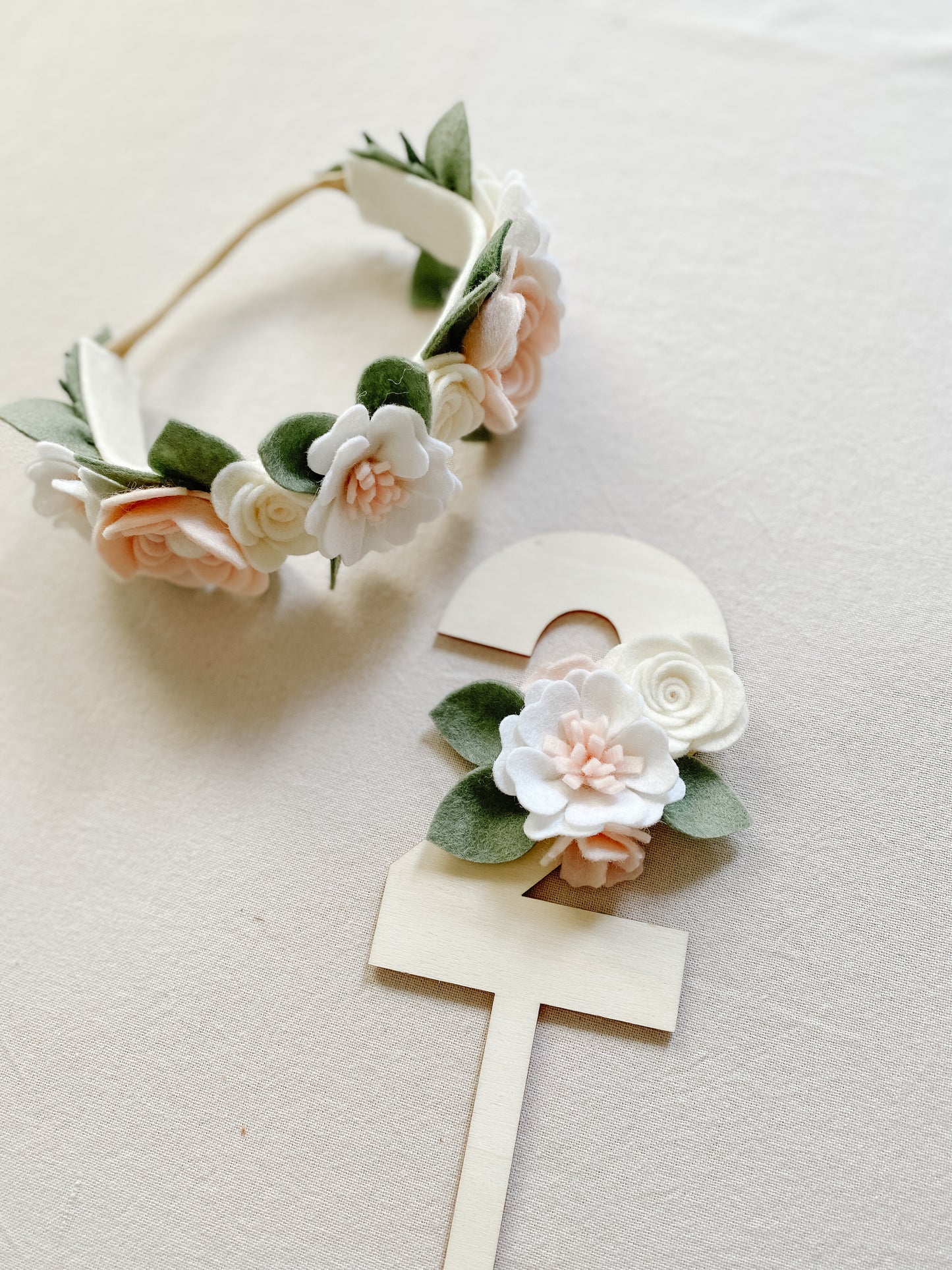 Neutral Flower Number Cake Topper