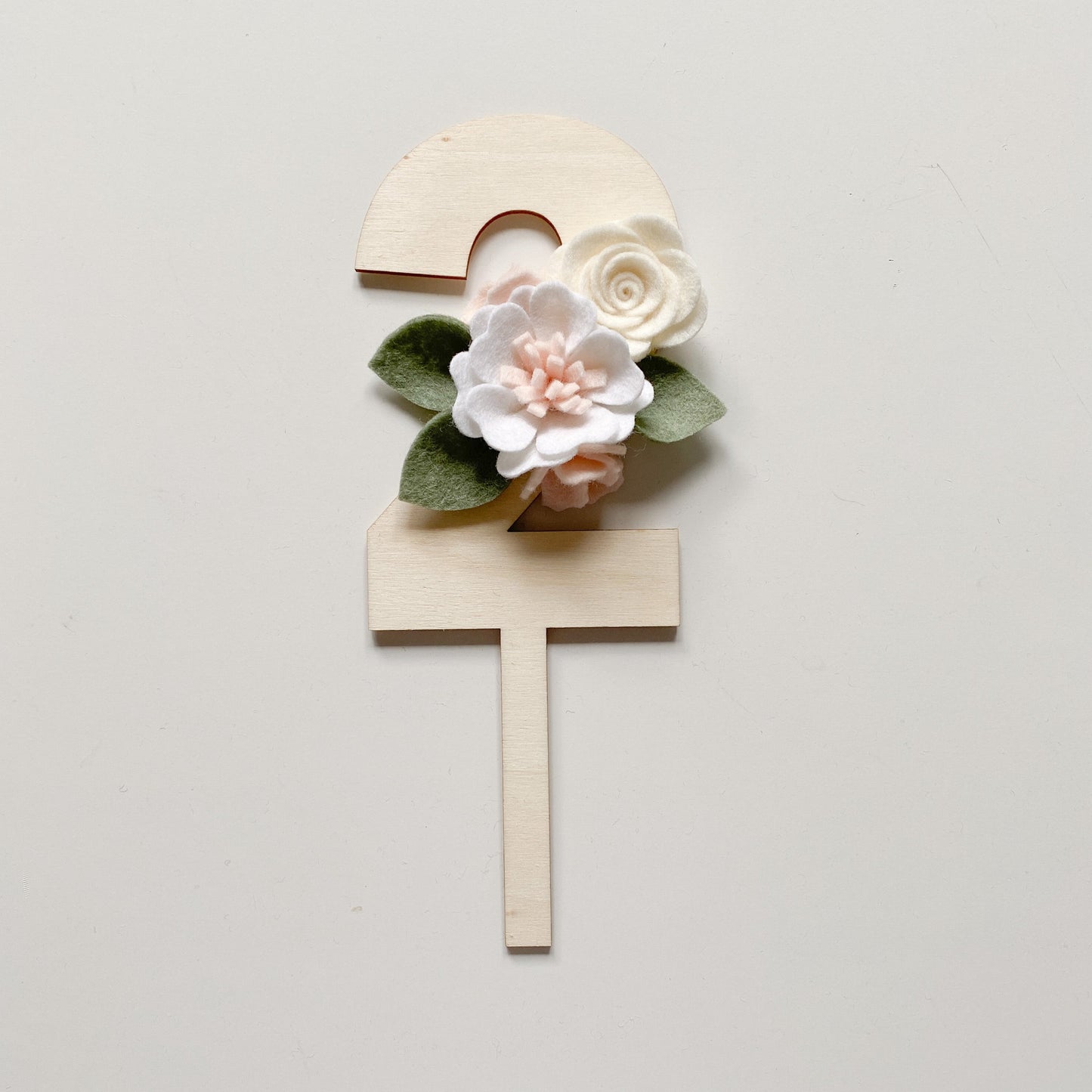 Neutral Flower Number Cake Topper