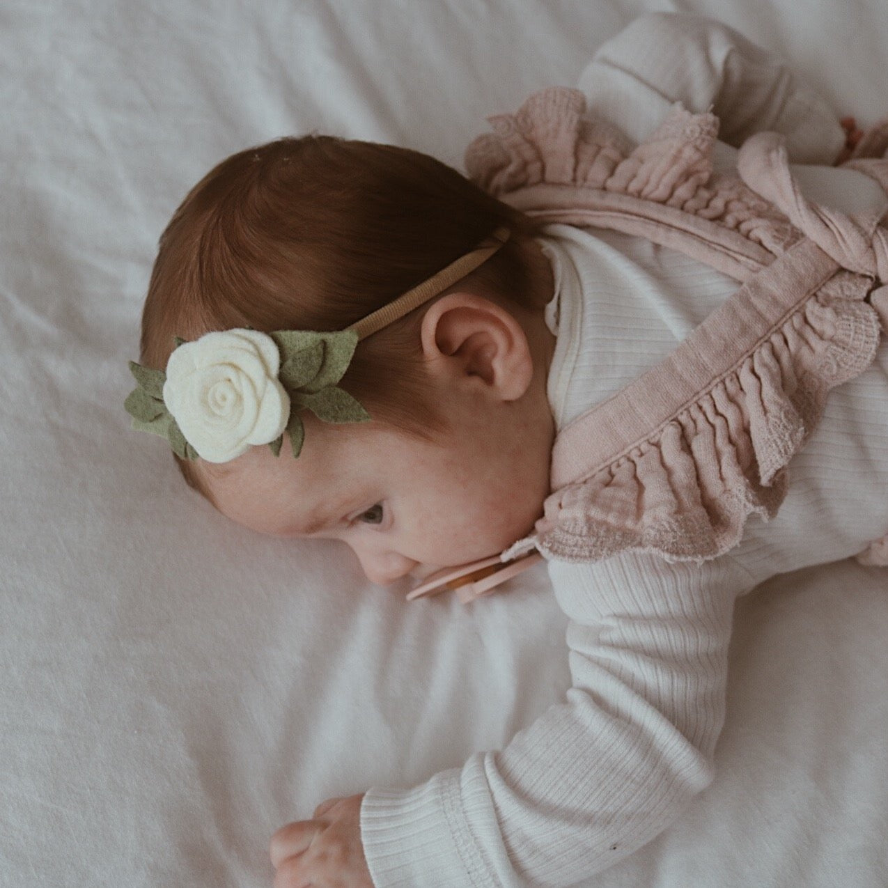 Baby Rose Headband/ Hair clip - Ivory
