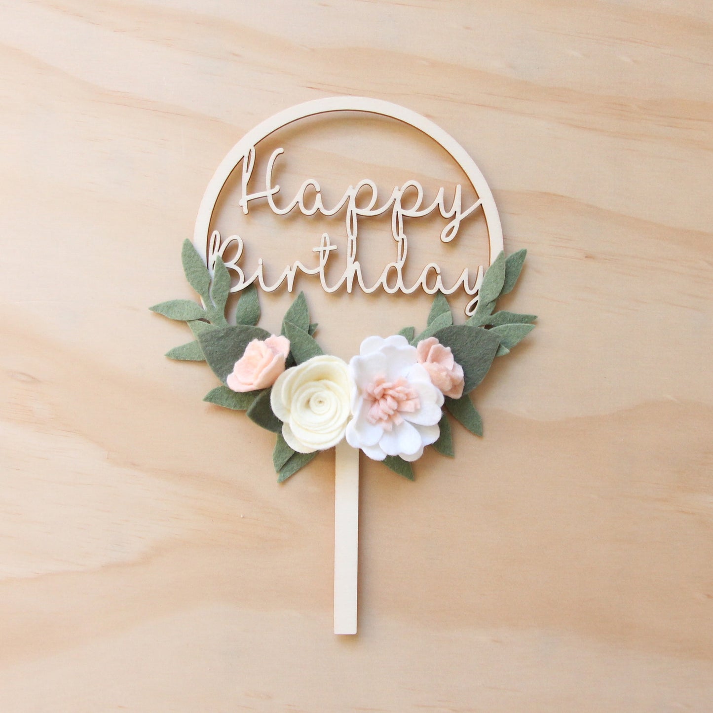Neutral Flower Wreath Cake Topper