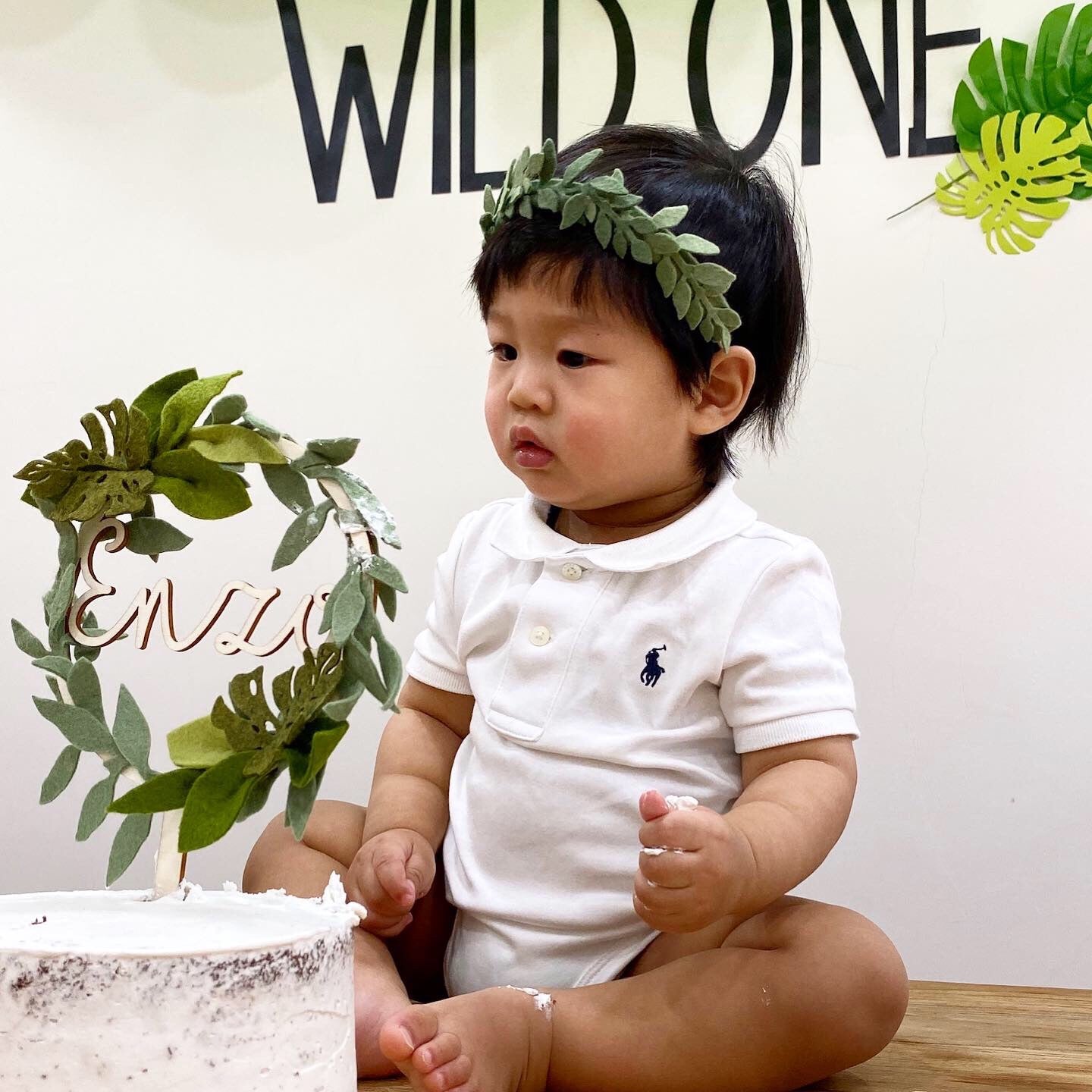 Monstera Leaves Wreath Cake Topper