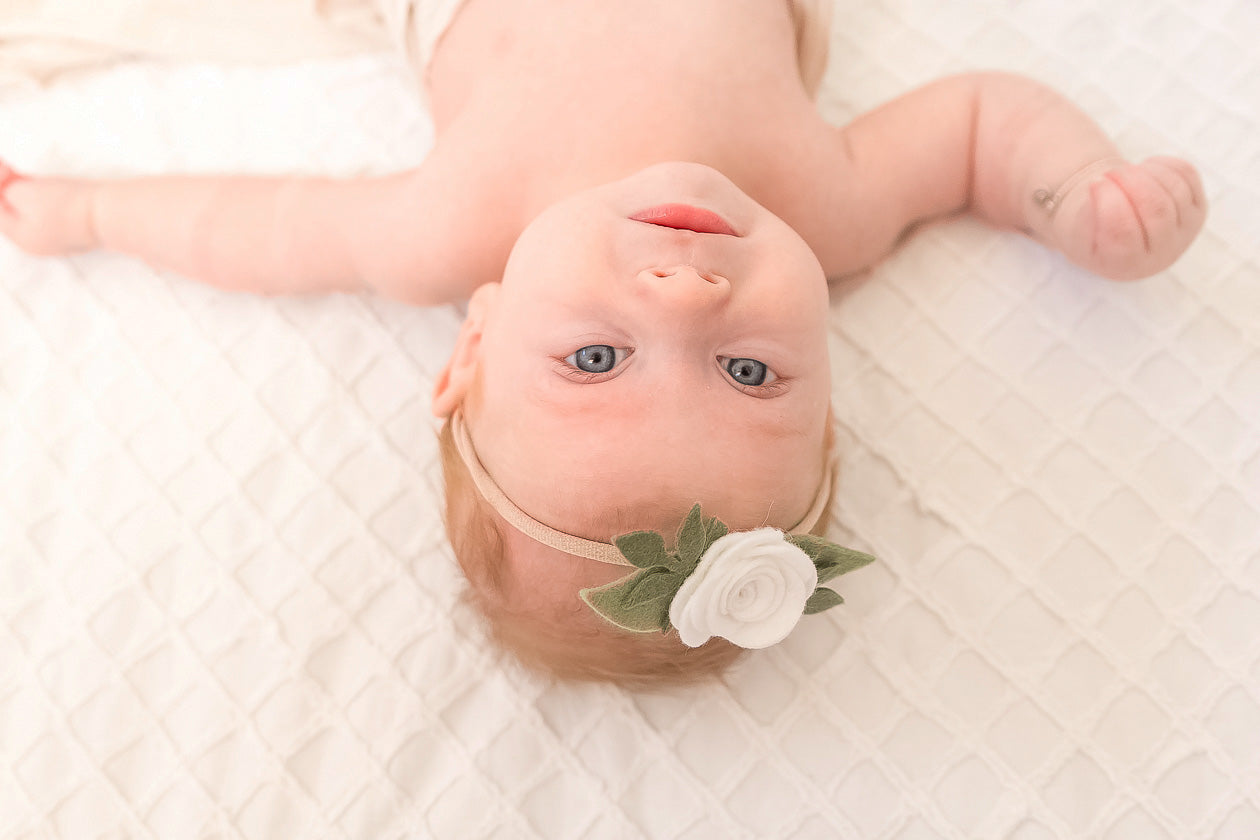 Baby Rose Headband/ Hair clip - White