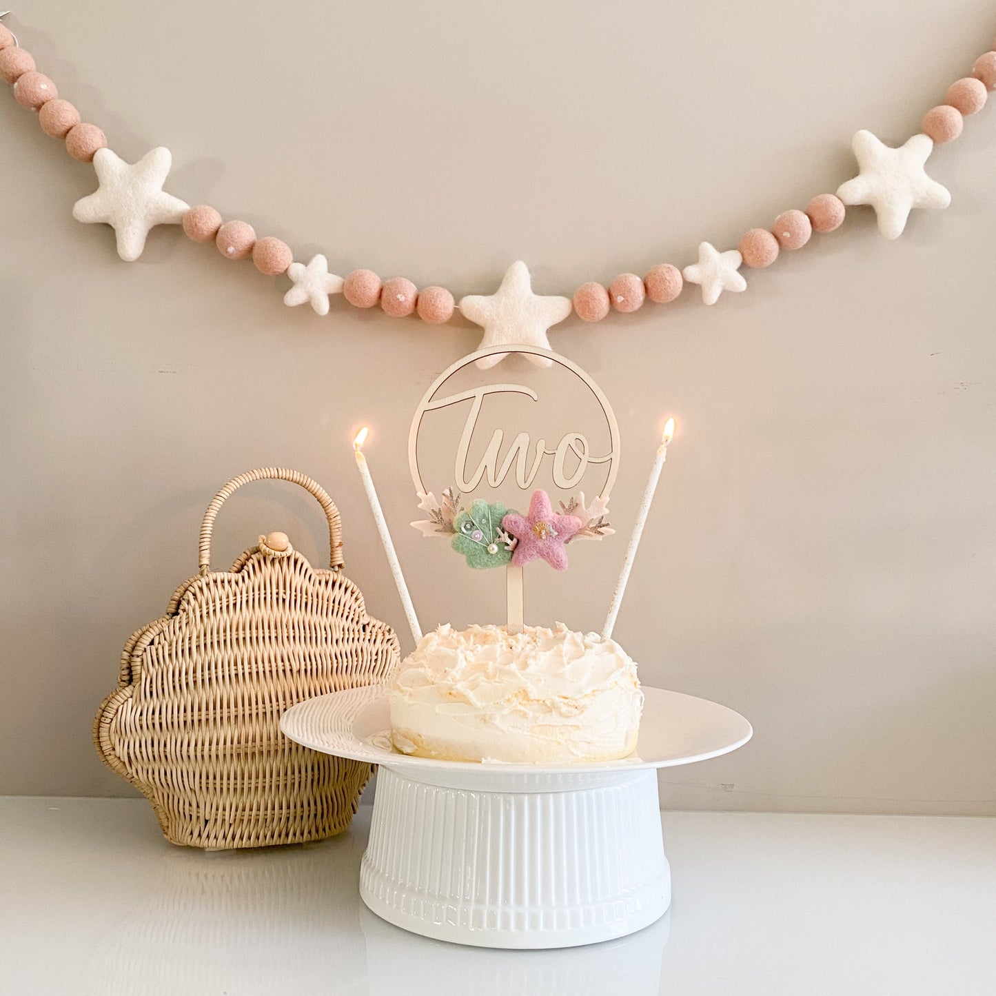 star felt ball garland