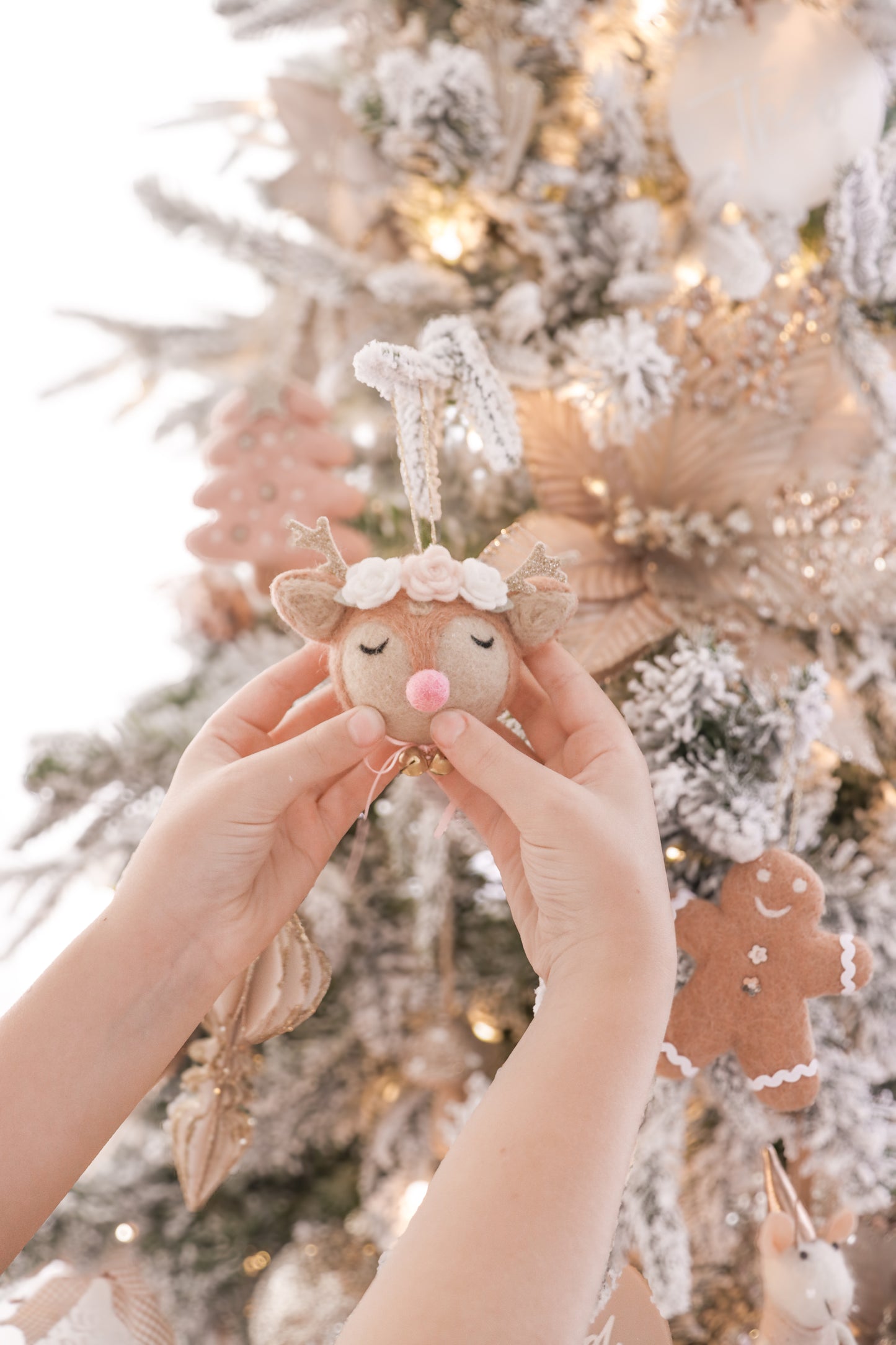 Reindeer Christmas Ornament - Pink Nose