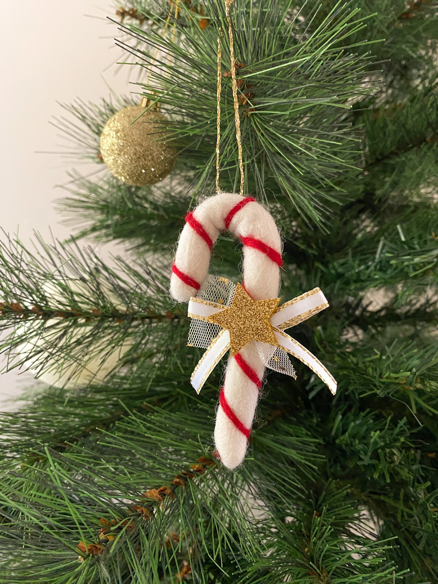 Candy Cane Christmas Ornament - Red