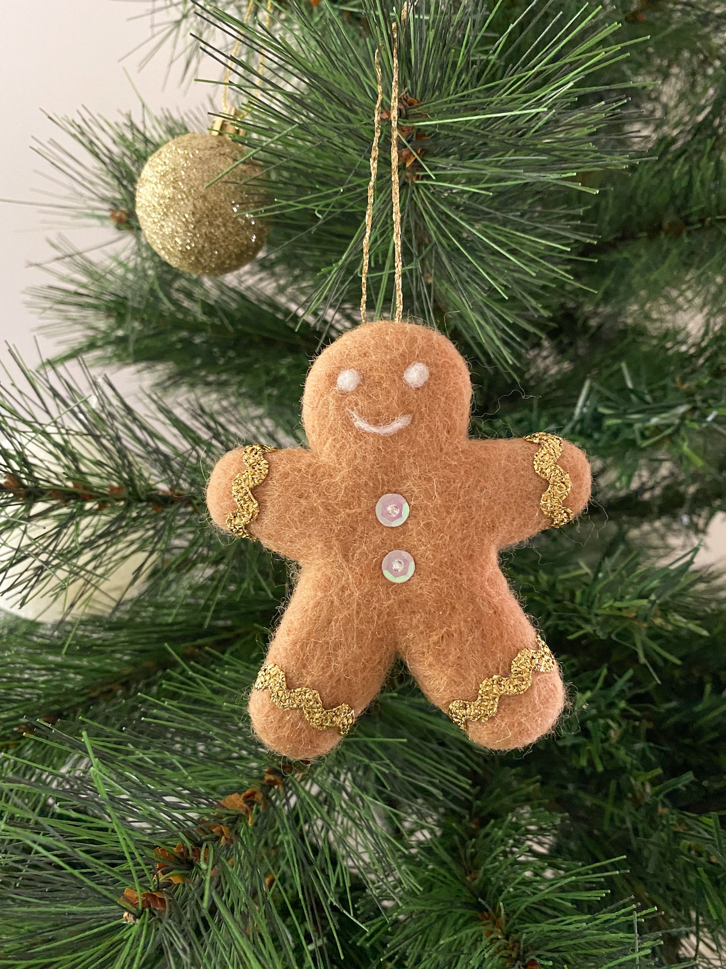 Gingerbread Kid Christmas Ornament - Round Buttons