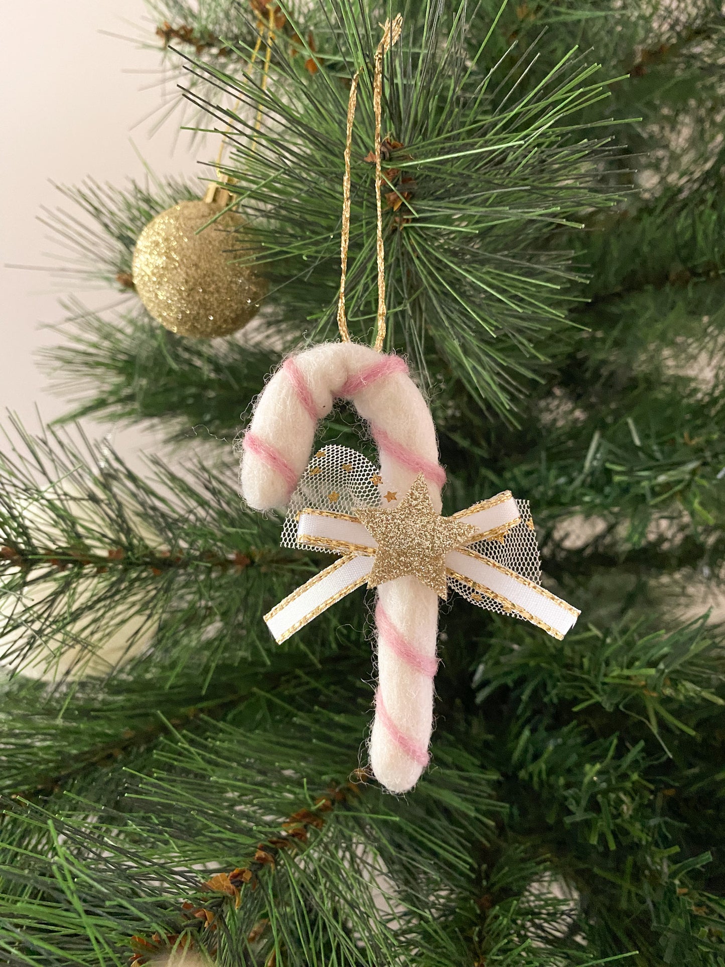 Candy Cane Christmas Ornament - Pink *READY TO SHIP*