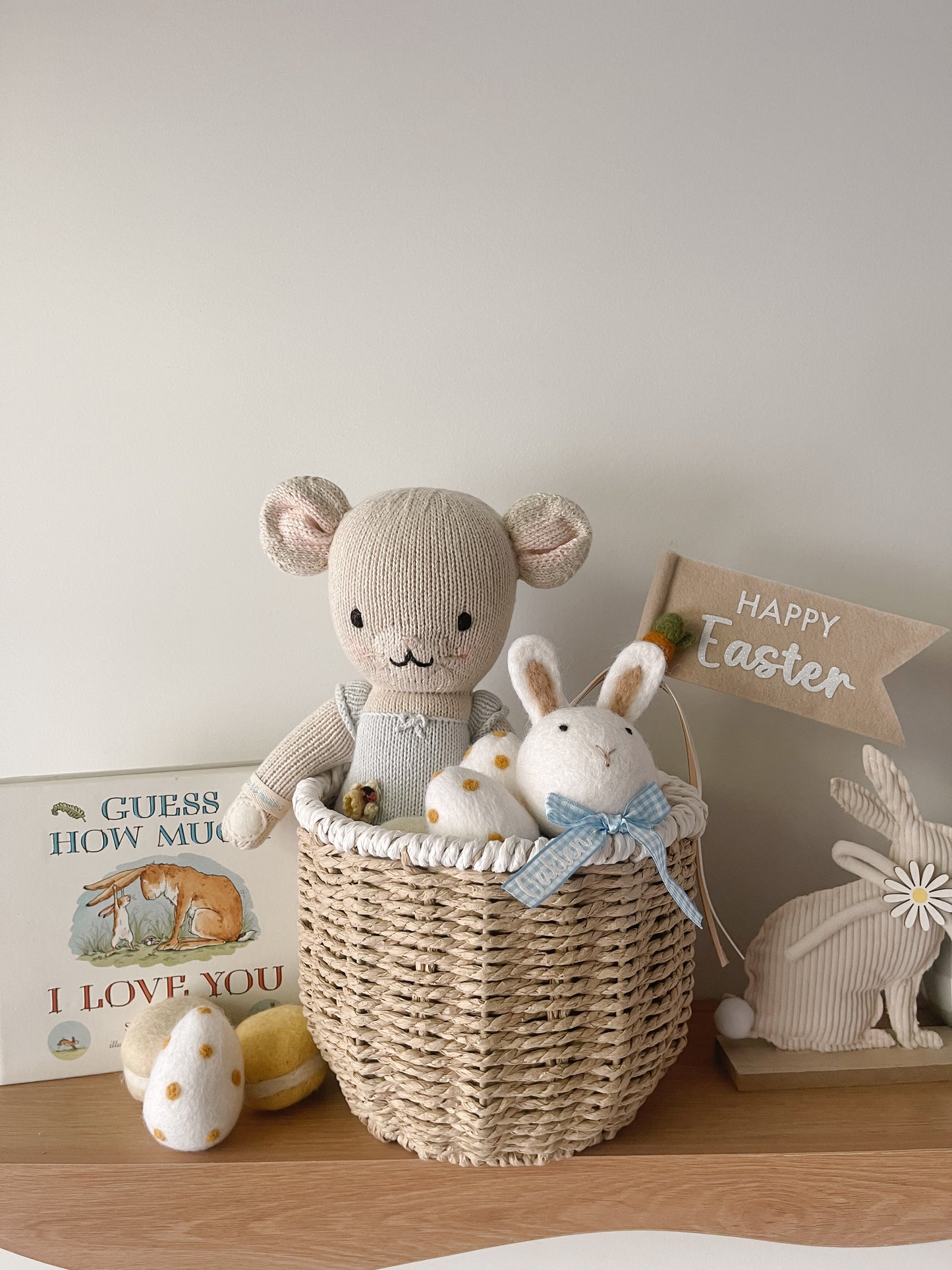 Bunny Ornament/ Hanging Decoration - Blue Gingham Bow | Personalisation