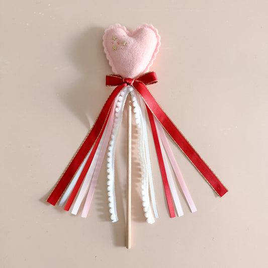wool felt pink heart wand